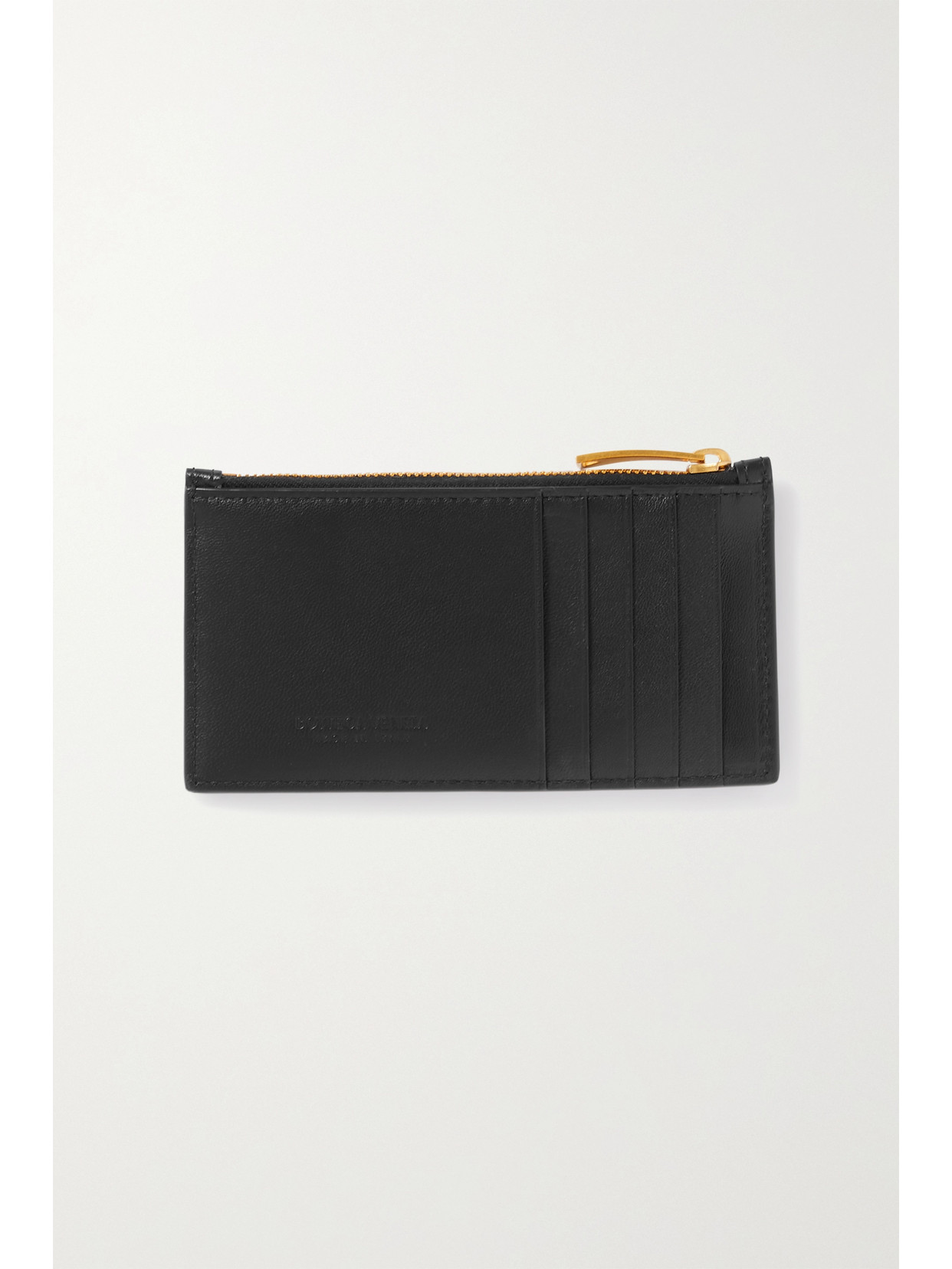 Shop Bottega Veneta Cassette Intrecciato Leather Cardholder In Black