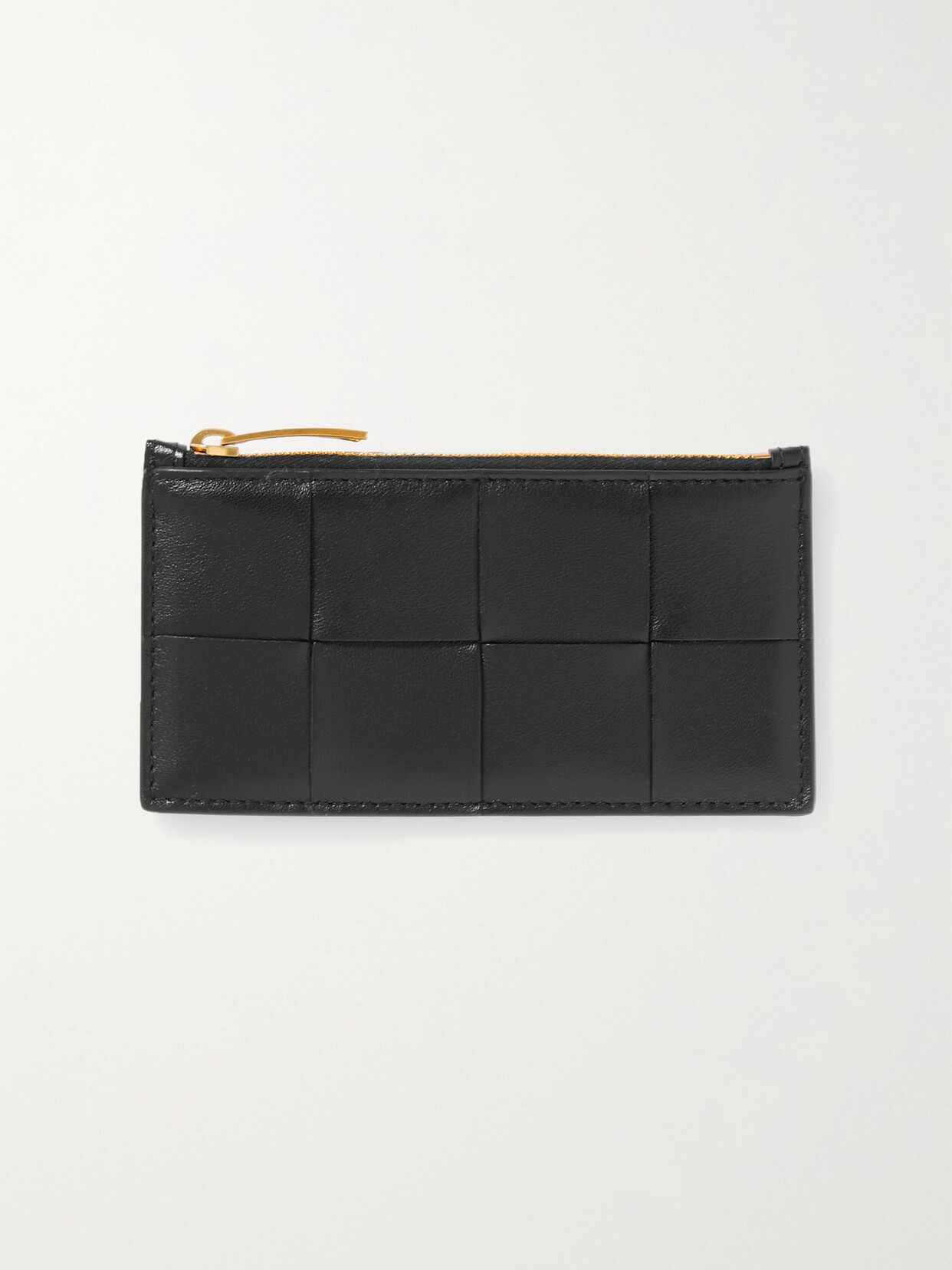 Bottega Veneta Cassette Intrecciato Leather Cardholder In Black