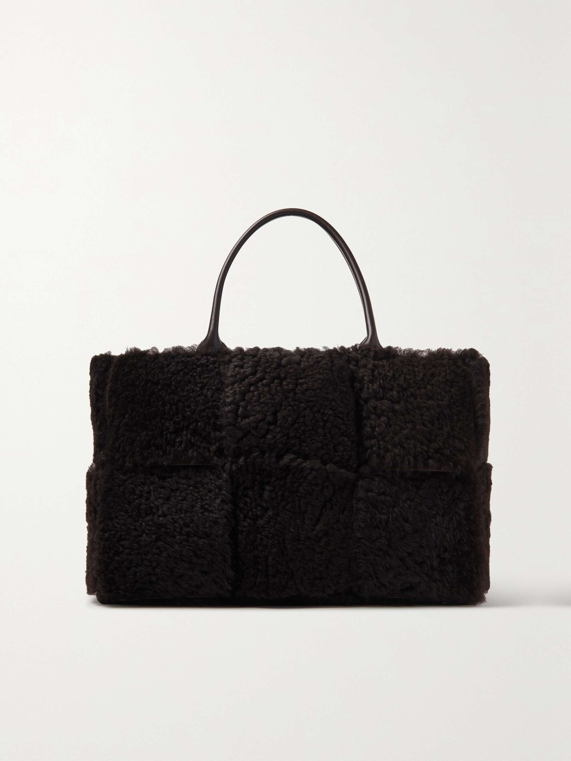 BOTTEGA VENETA Arco medium intrecciato shearling tote | NET-A-PORTER