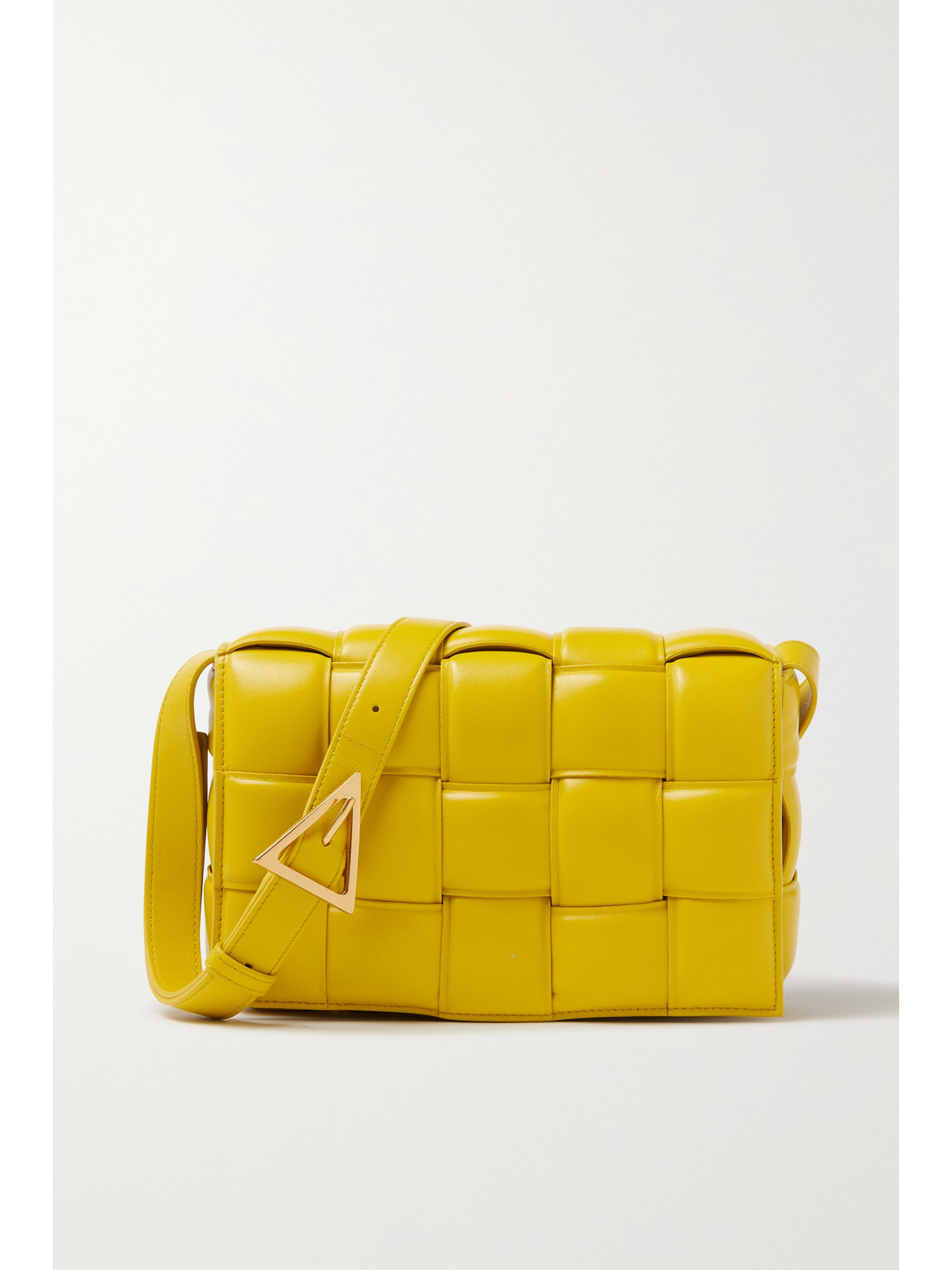 Bottega Veneta Padded Cassette Intrecciato Leather Cross-body Bag In Yellow