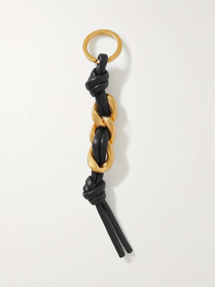 Bottega Veneta Knotted Leather And Gold-tone Keyring