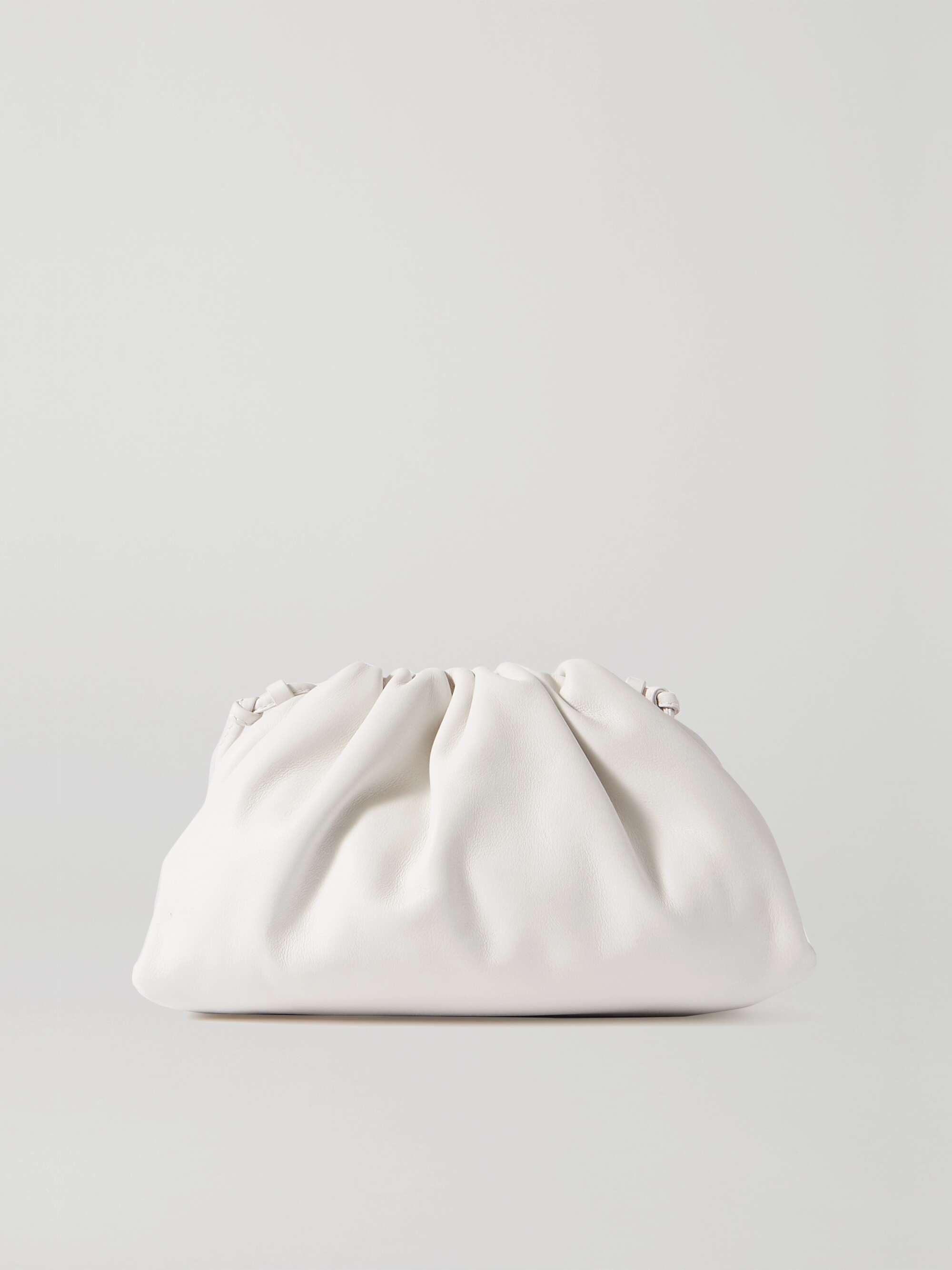 white leather evening bag