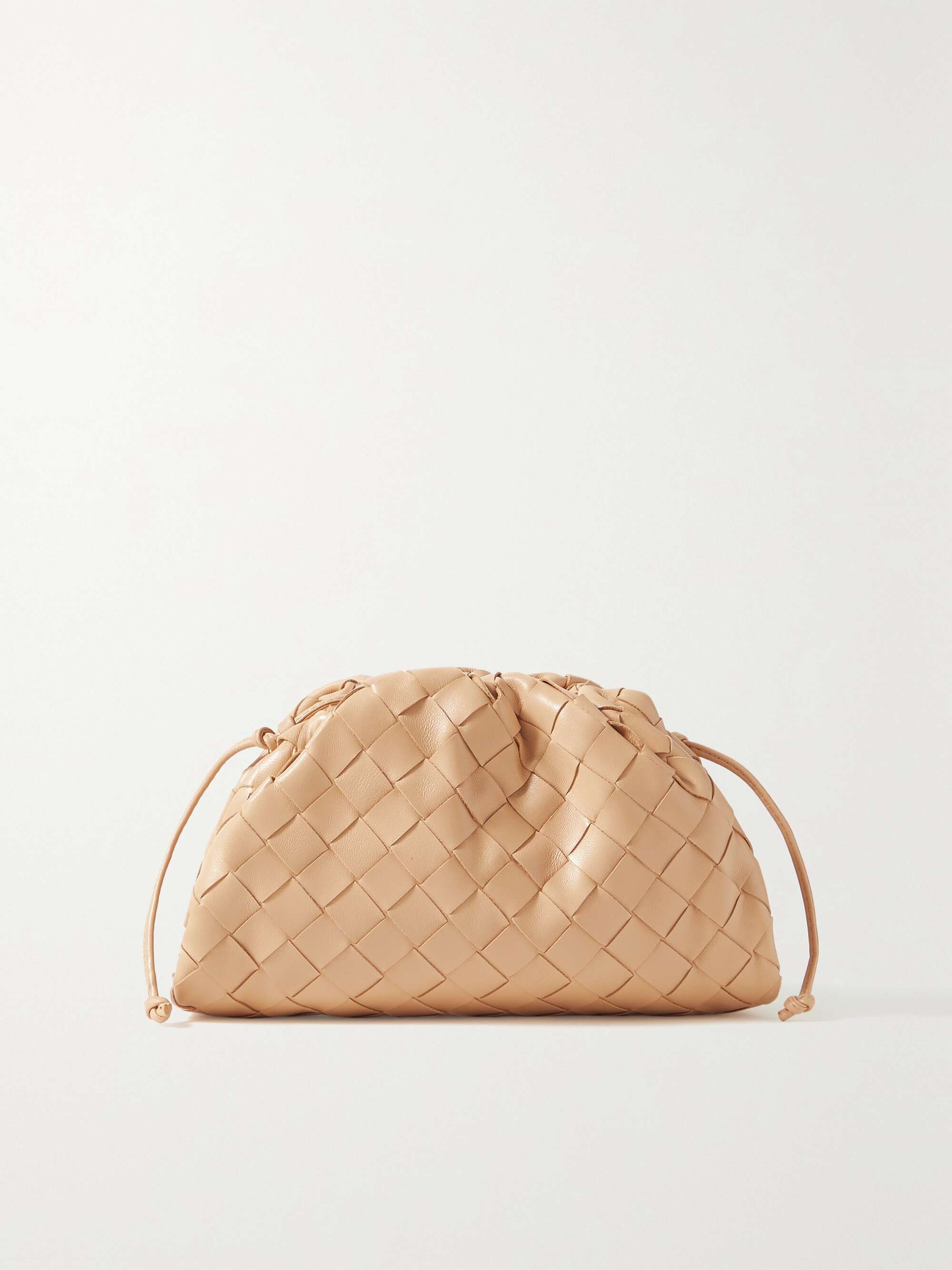 The Pouch small gathered intrecciato leather clutch