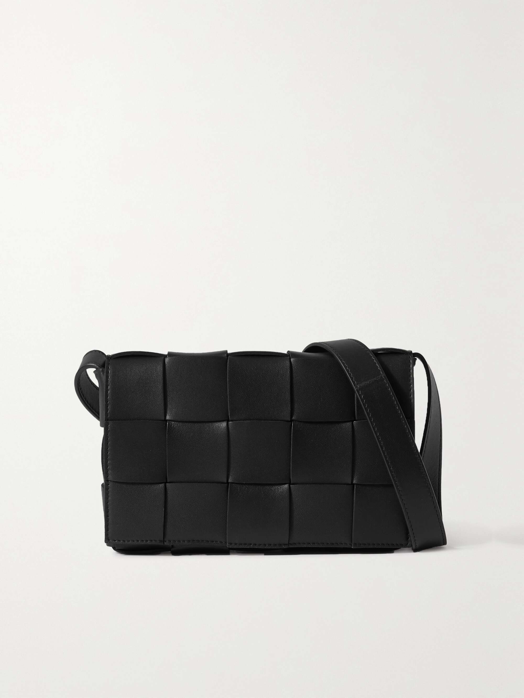 Bottega Veneta Cassette Crossbody Bag Black Maxi Intrecciato Leather