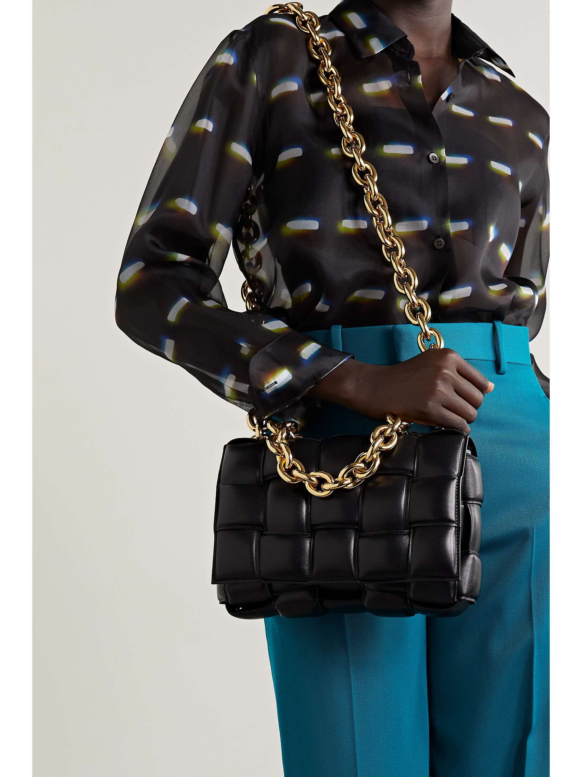 BOTTEGA VENETA Cassette chain-embellished padded intrecciato leather shoulder bag