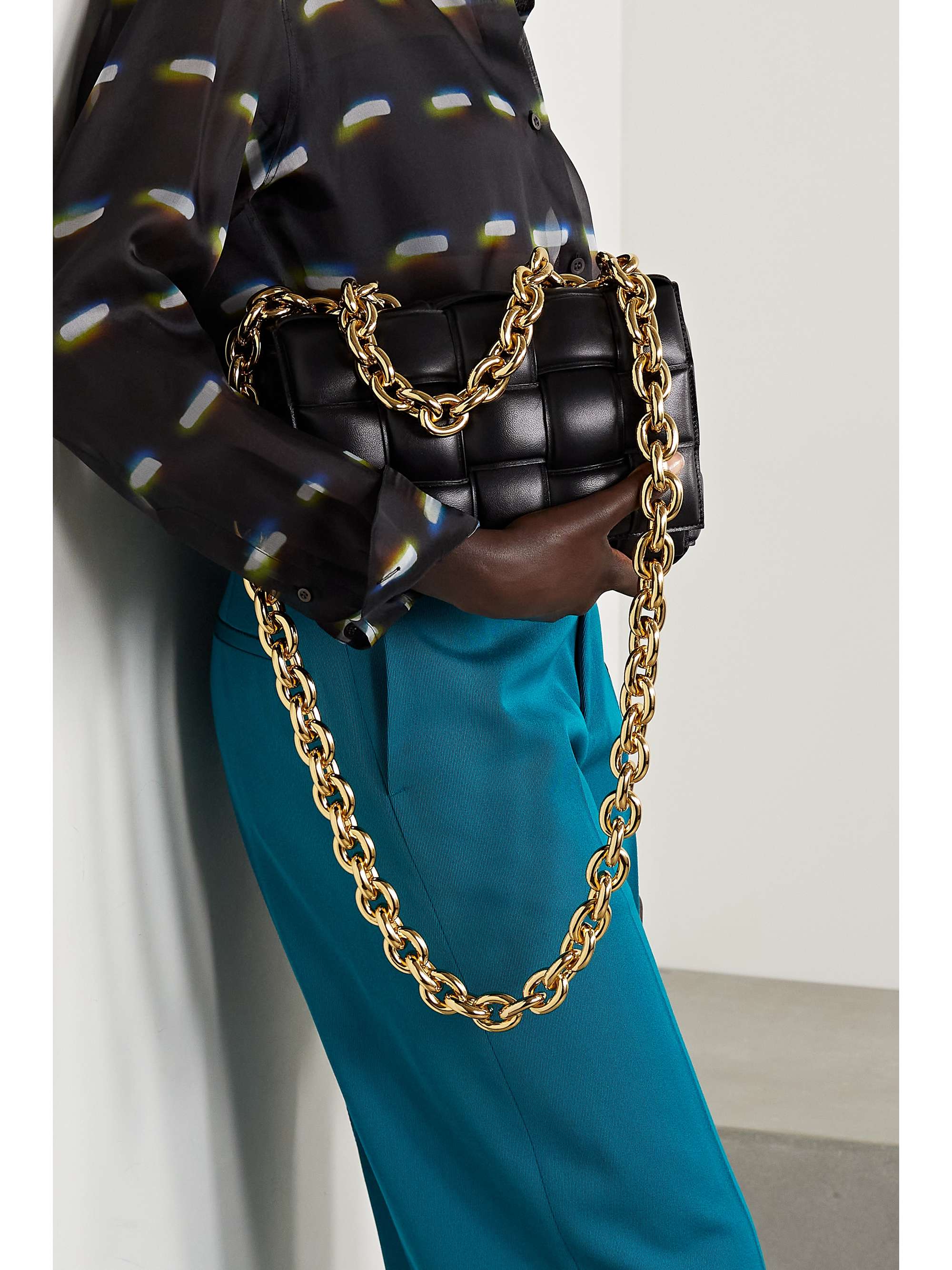 BOTTEGA VENETA Cassette chain-embellished padded intrecciato leather shoulder bag