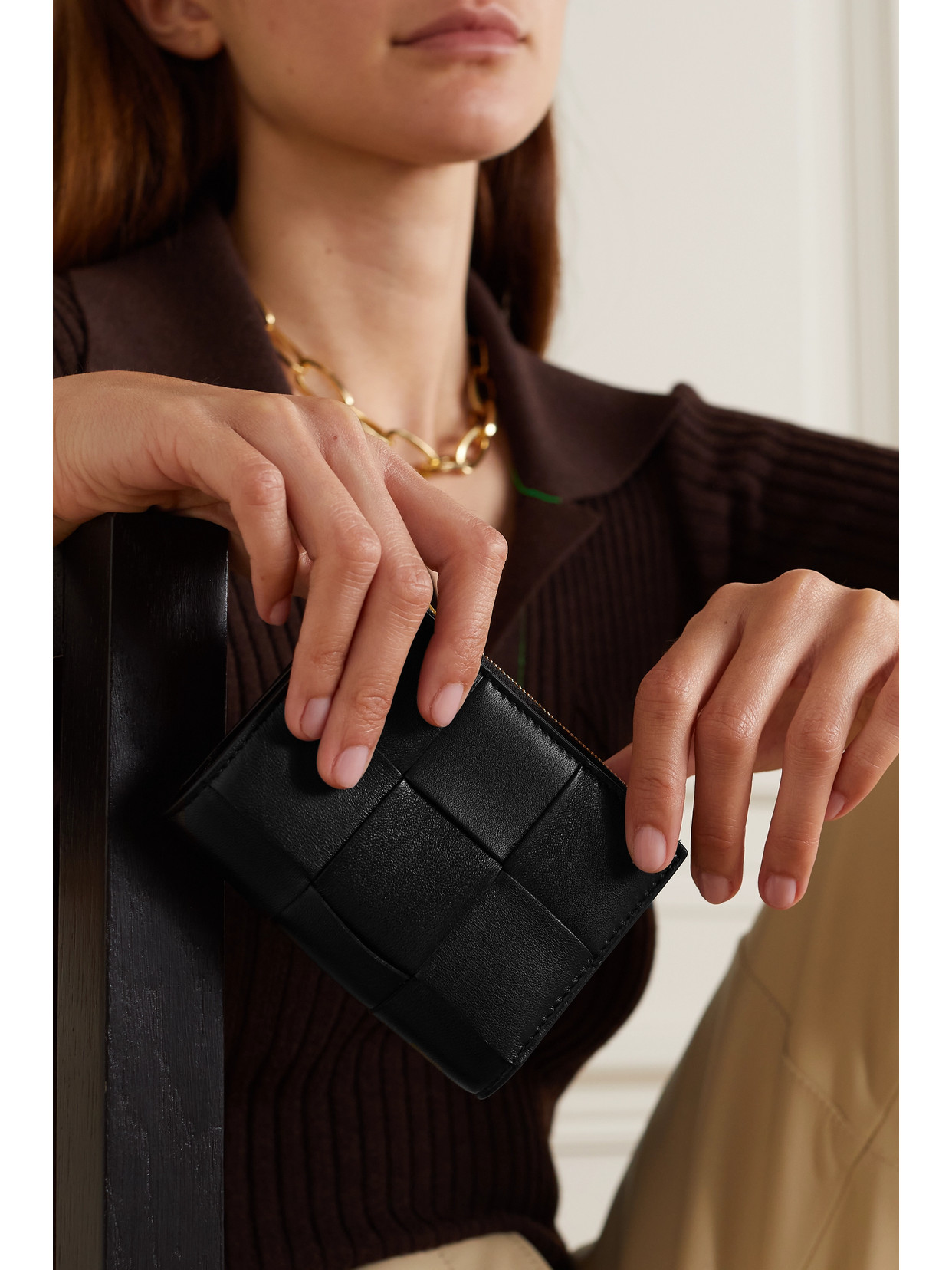 BOTTEGA VENETA CASSETTE INTRECCIATO LEATHER WALLET