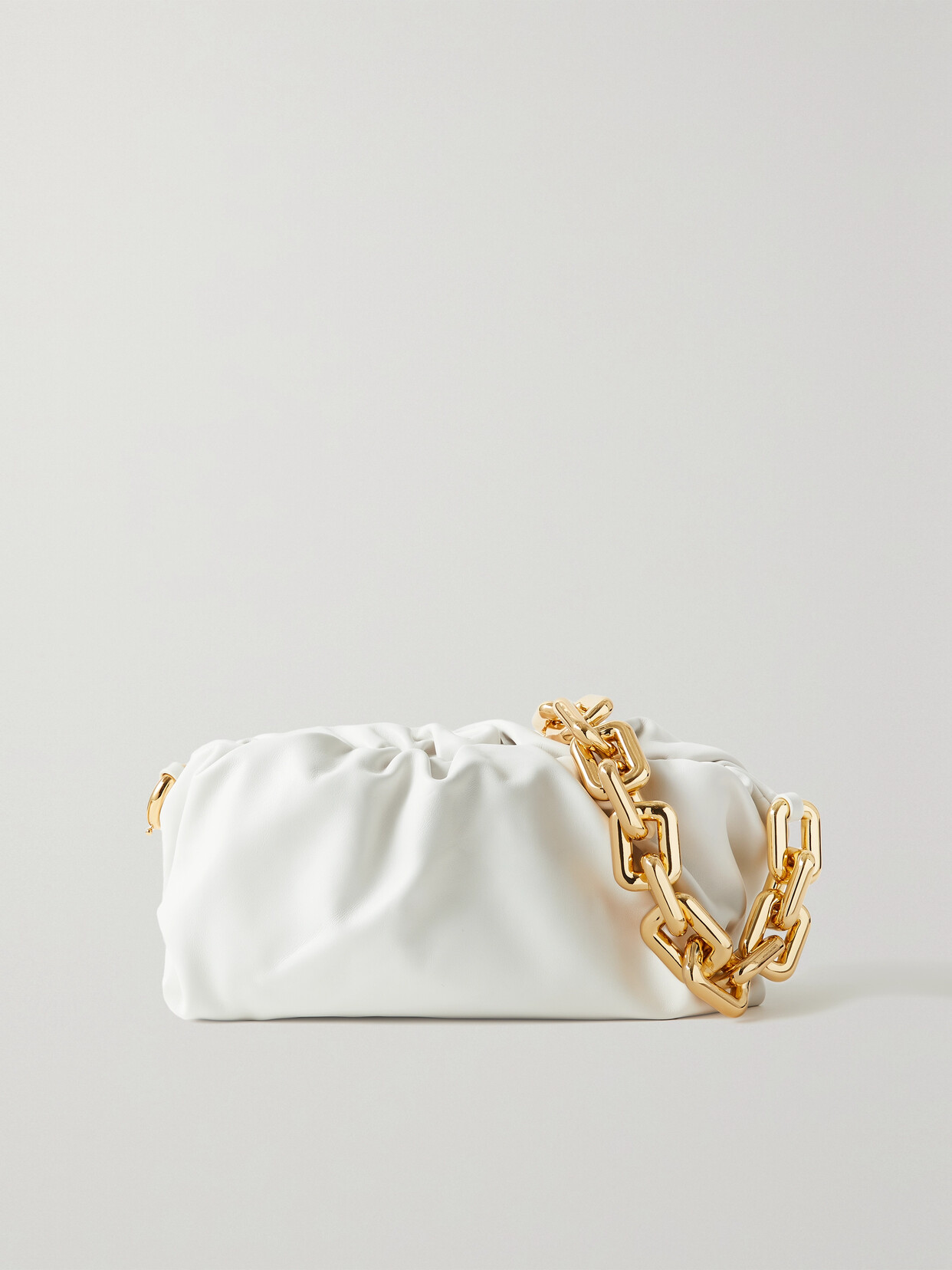 BOTTEGA VENETA THE CHAIN POUCH GATHERED LEATHER CLUTCH