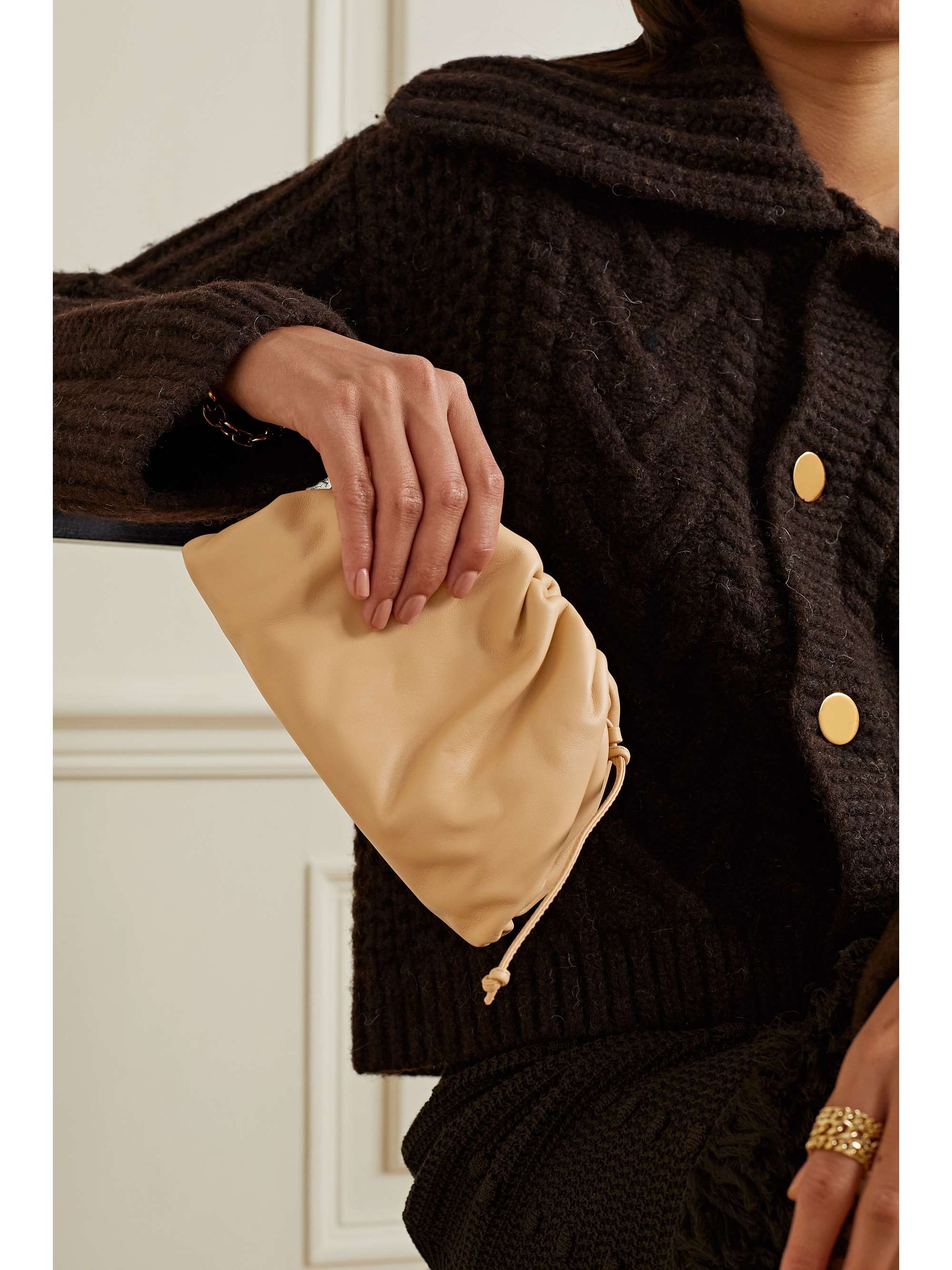 BOTTEGA VENETA The Pouch small gathered leather clutch | NET-A-PORTER