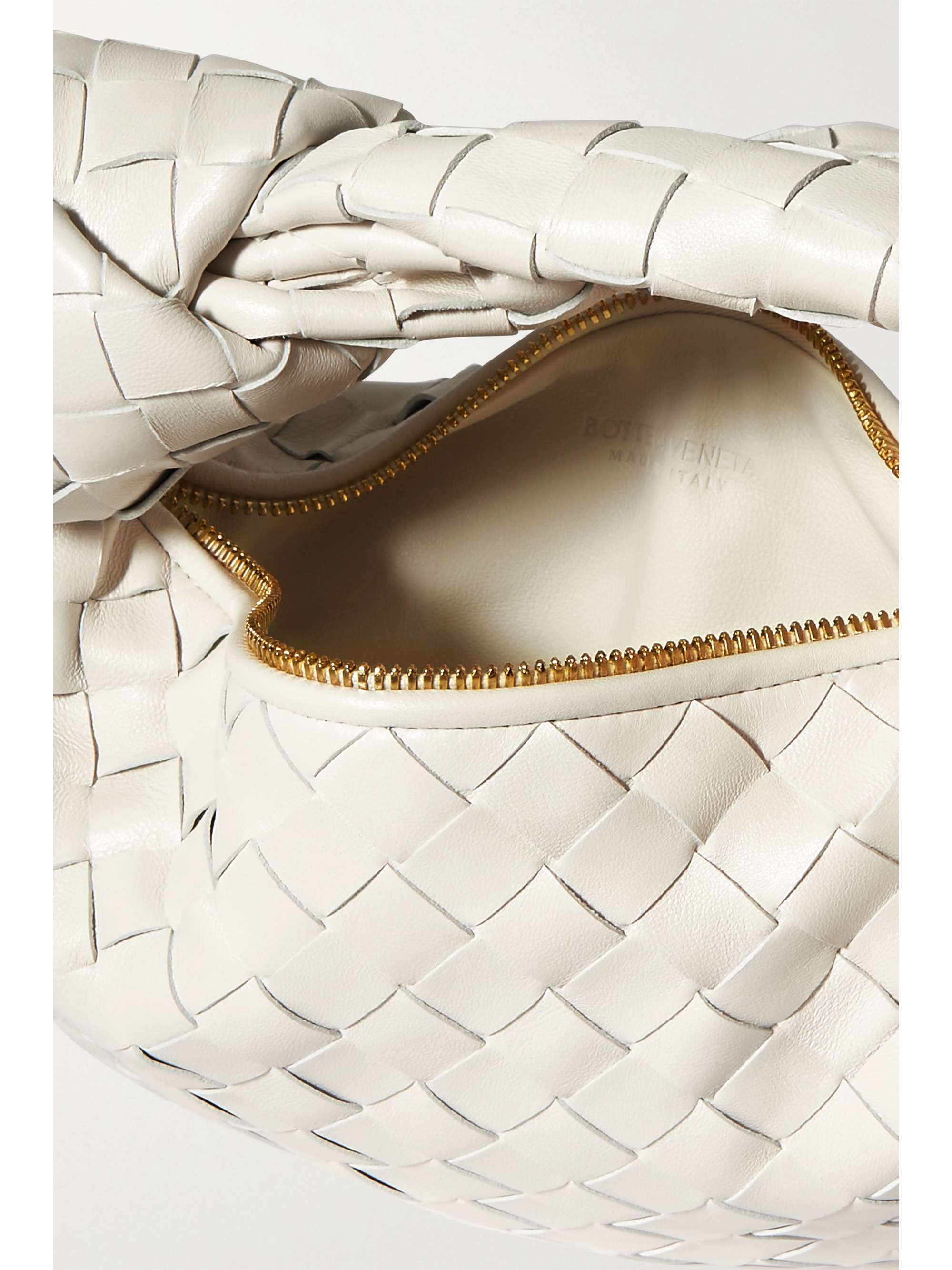 White Jodie Mini Knotted Intrecciato Leather Tote Bottega Veneta Net A Porter