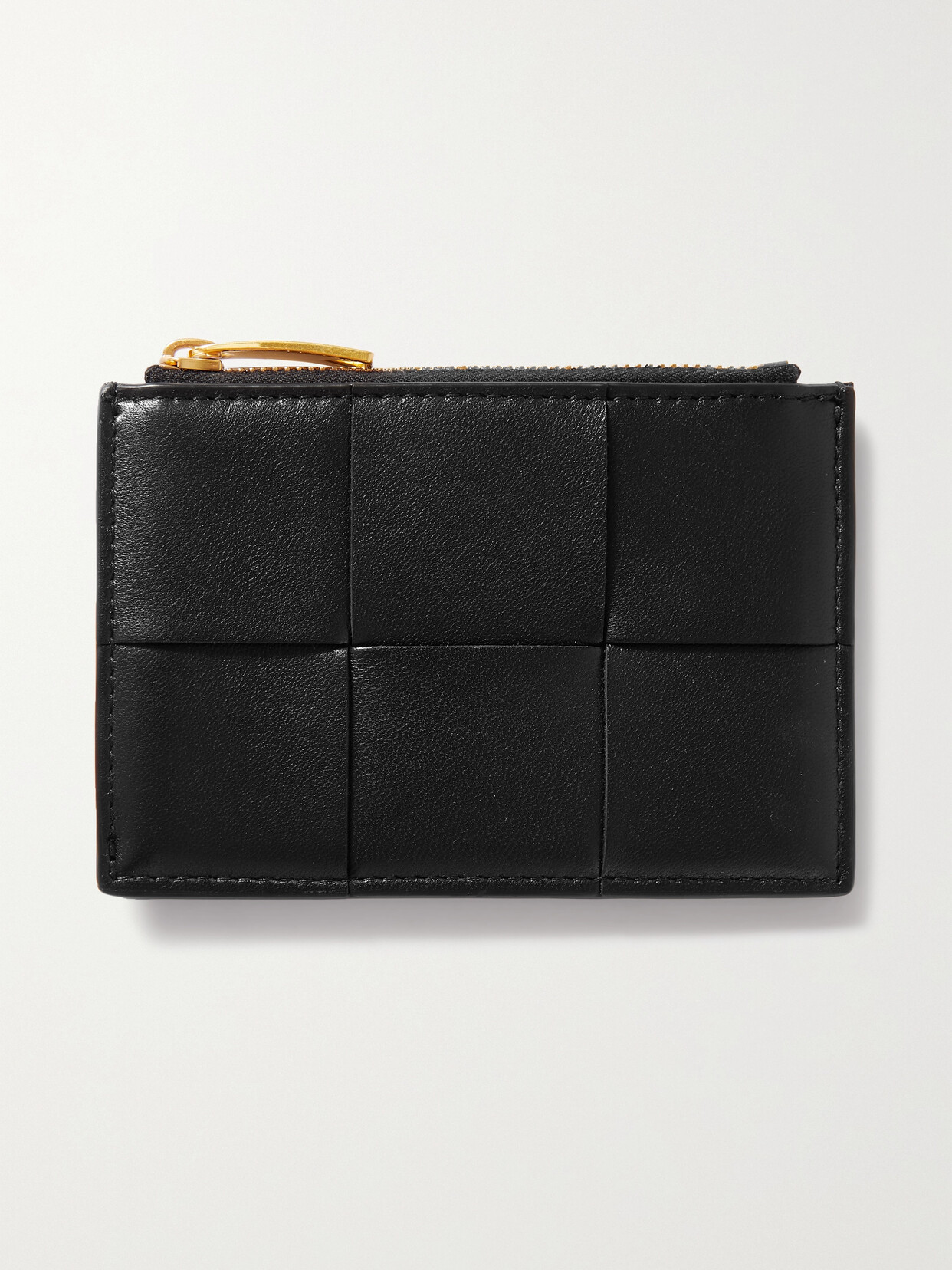 Bottega Veneta Cassette Intrecciato Leather Cardholder In Black