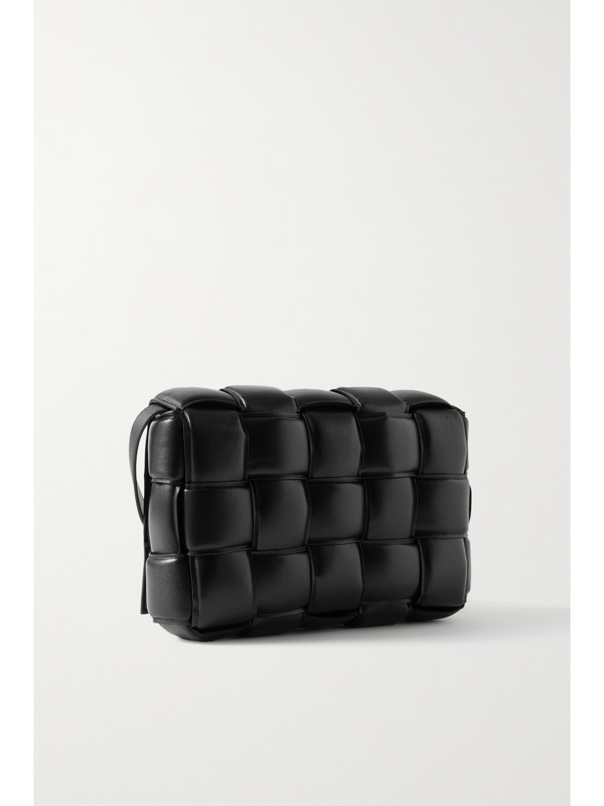 Bottega Veneta Cassette Padded Intrecciato Leather Shoulder Bag In Black