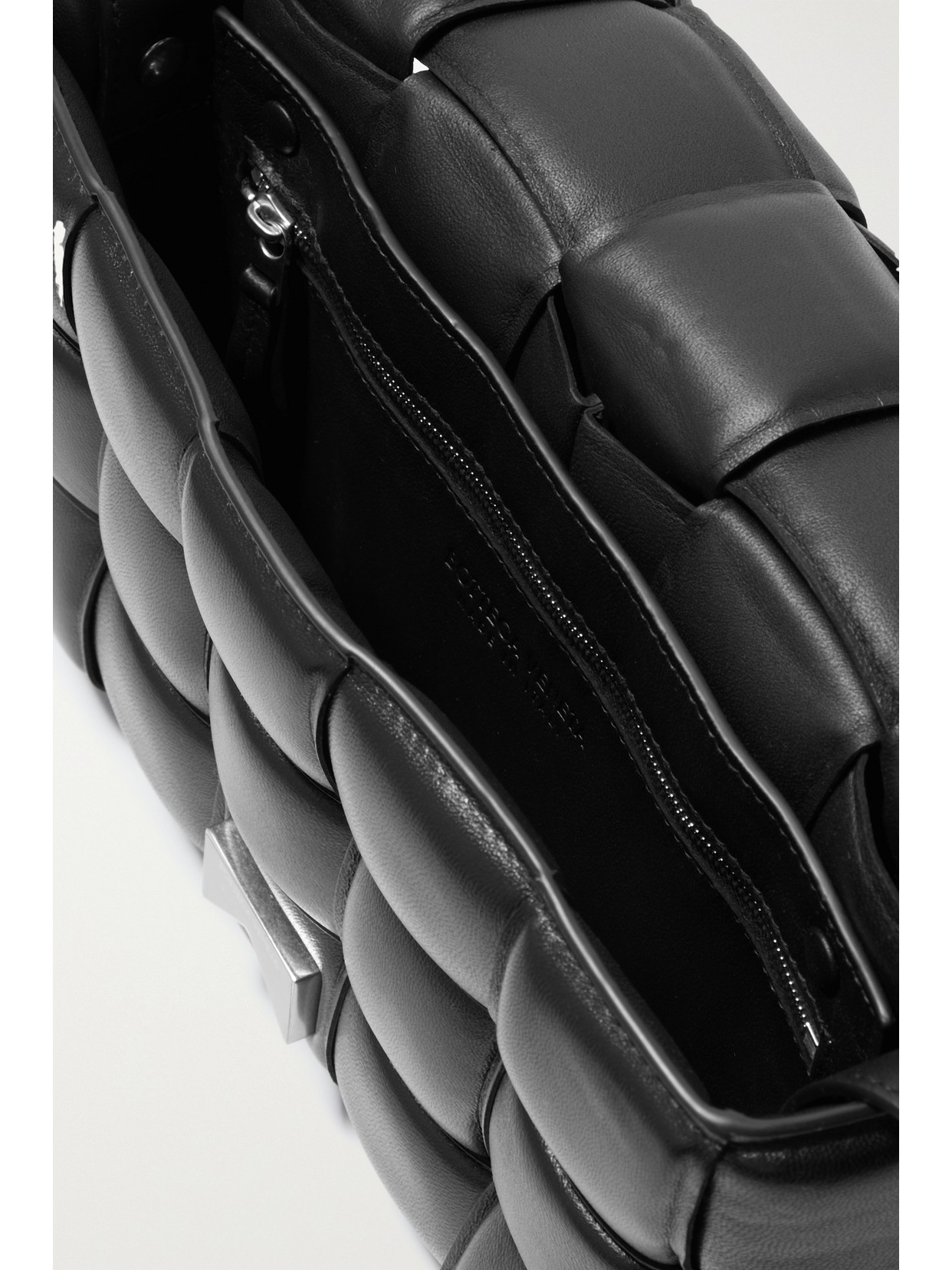 Bottega Veneta Cassette Padded Intrecciato Leather Shoulder Bag In Black