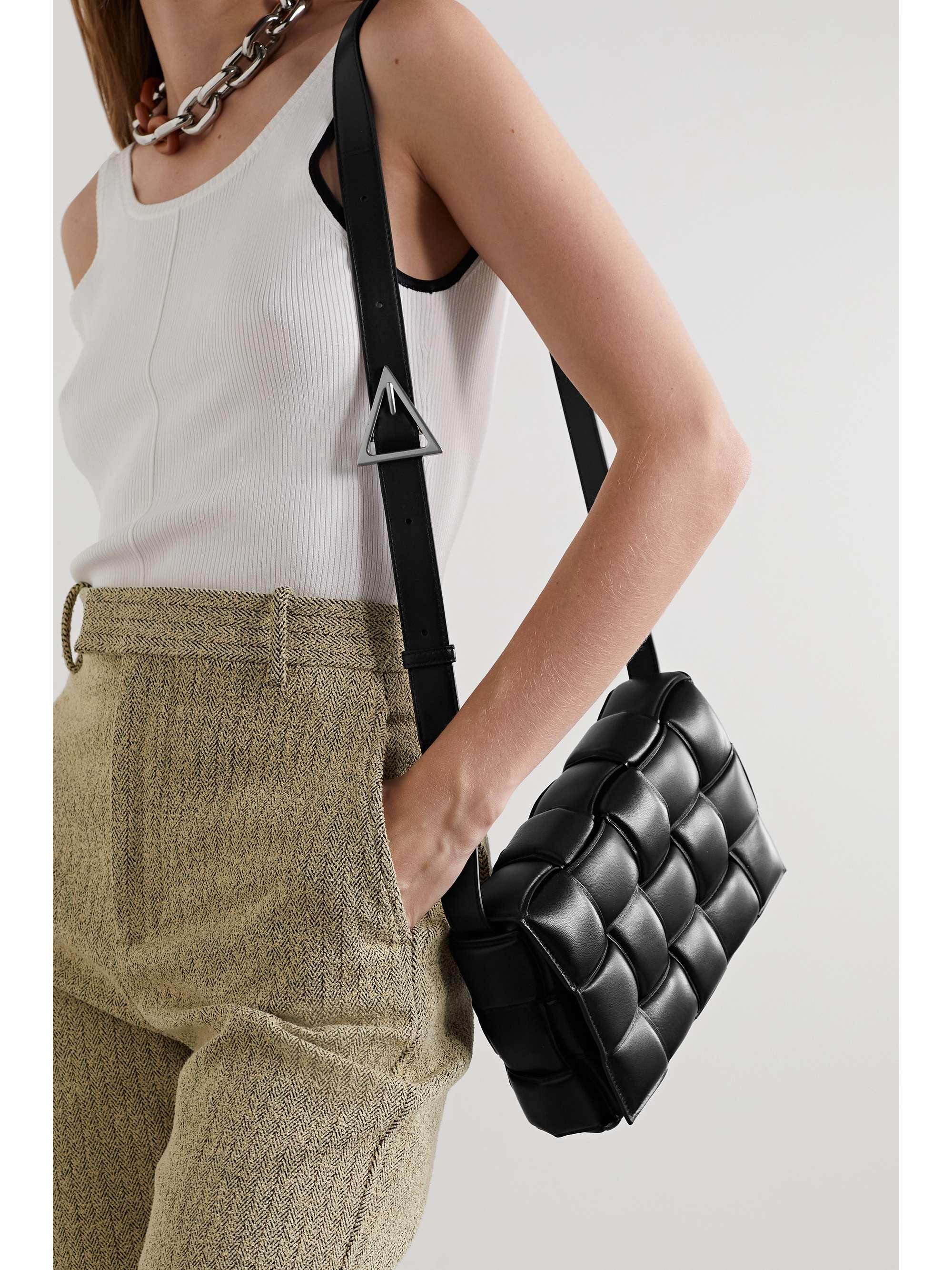 BOTTEGA VENETA Cassette padded intrecciato iridescent leather shoulder bag