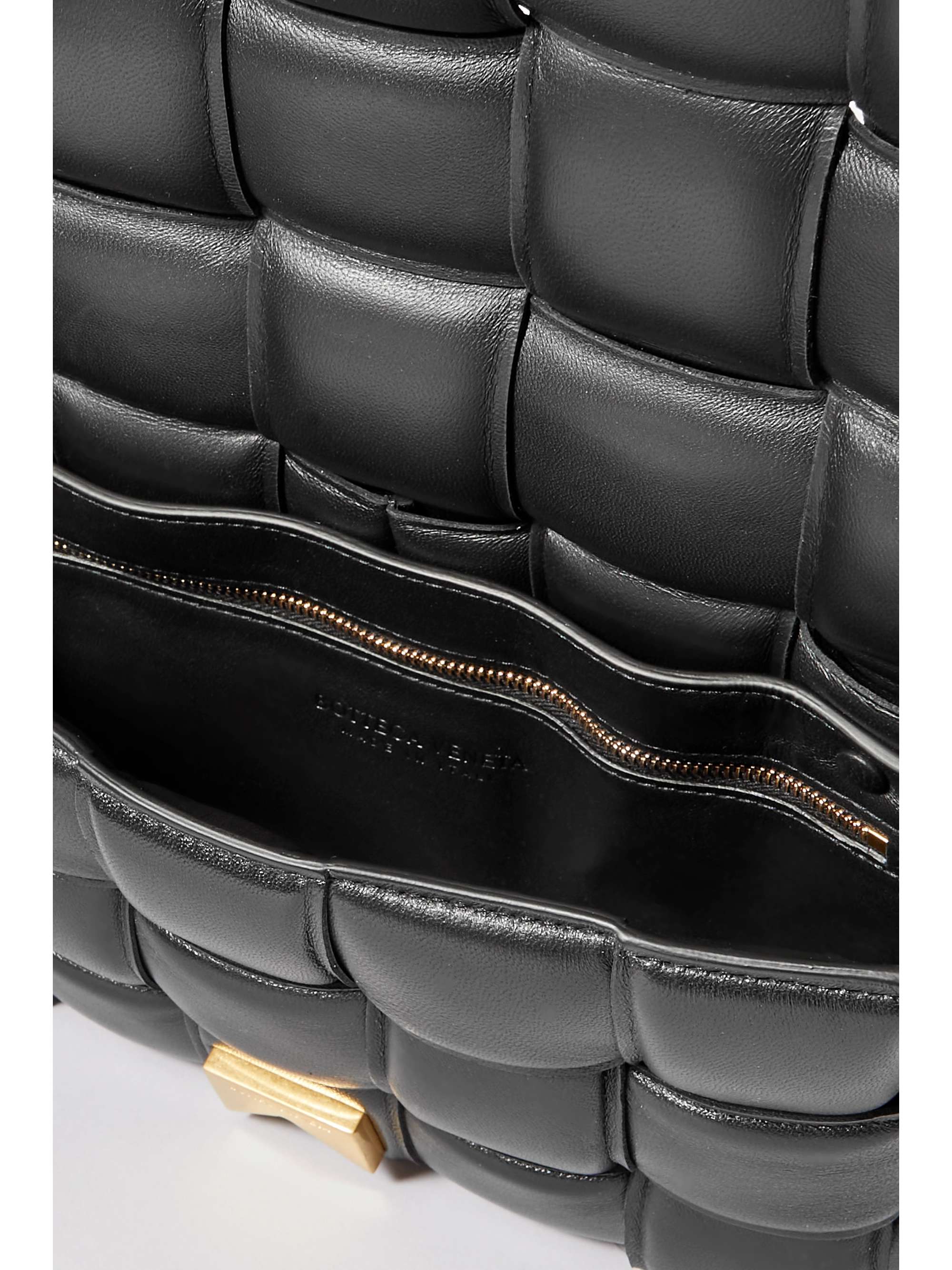 Black Cassette medium padded intrecciato leather shoulder