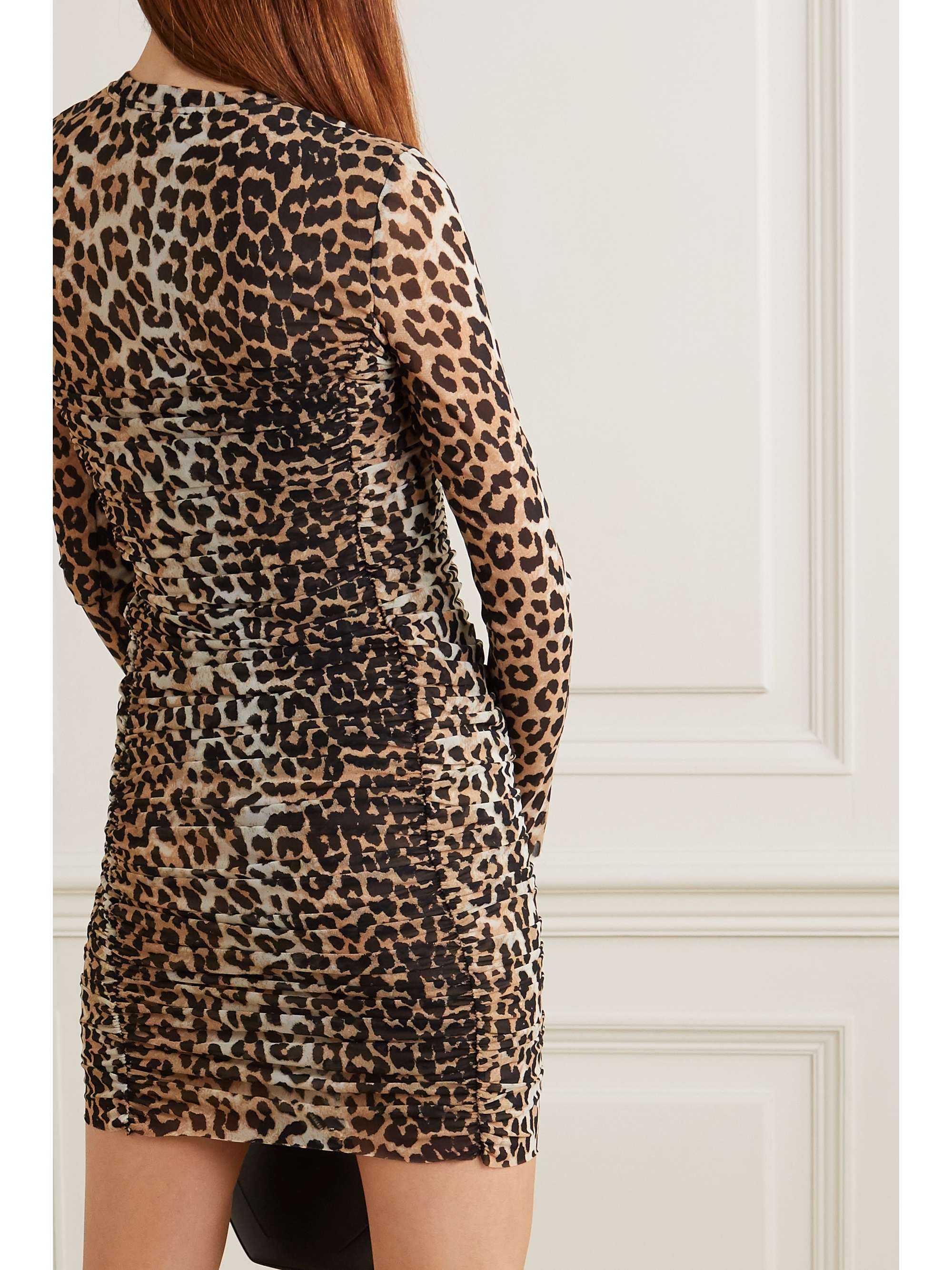 ganni leopard mini dress