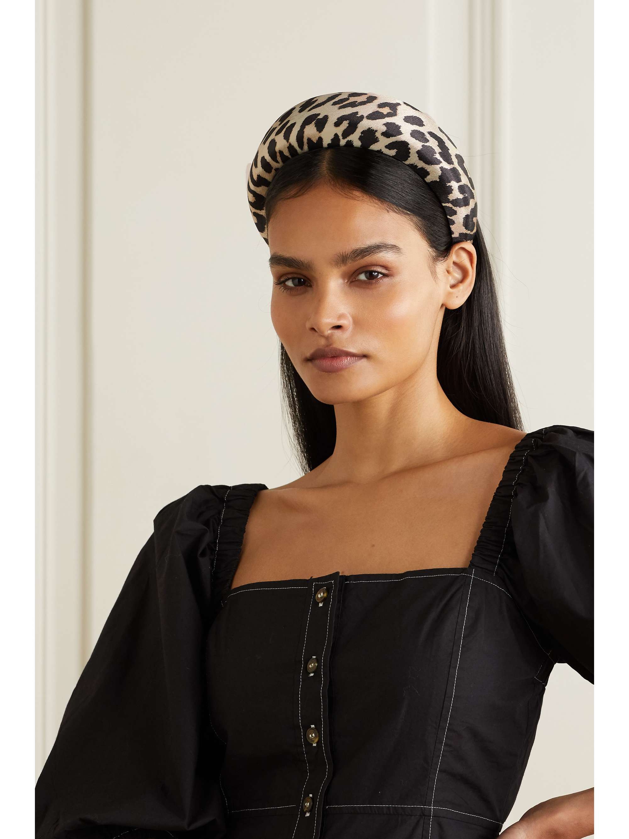 GANNI Leopard-print satin headband