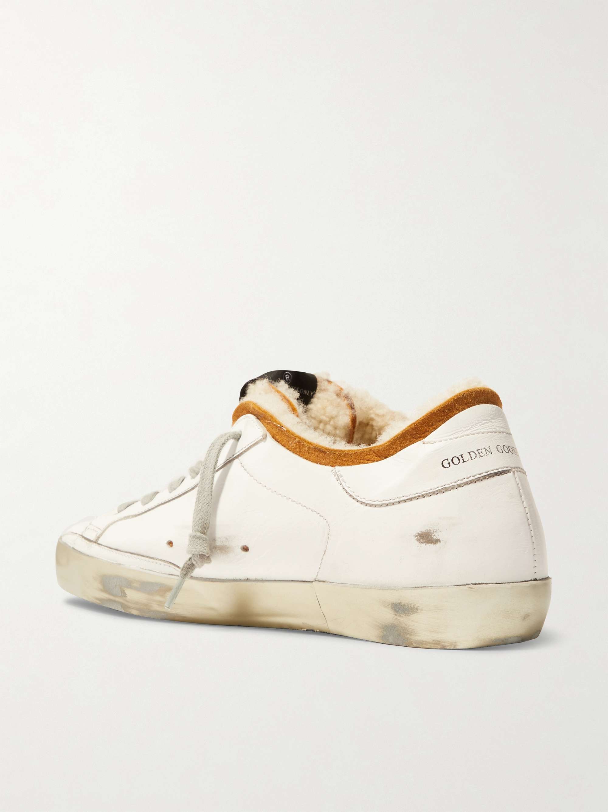 GOLDEN GOOSE Superstar faux pearl-embellished distressed leather sneakers