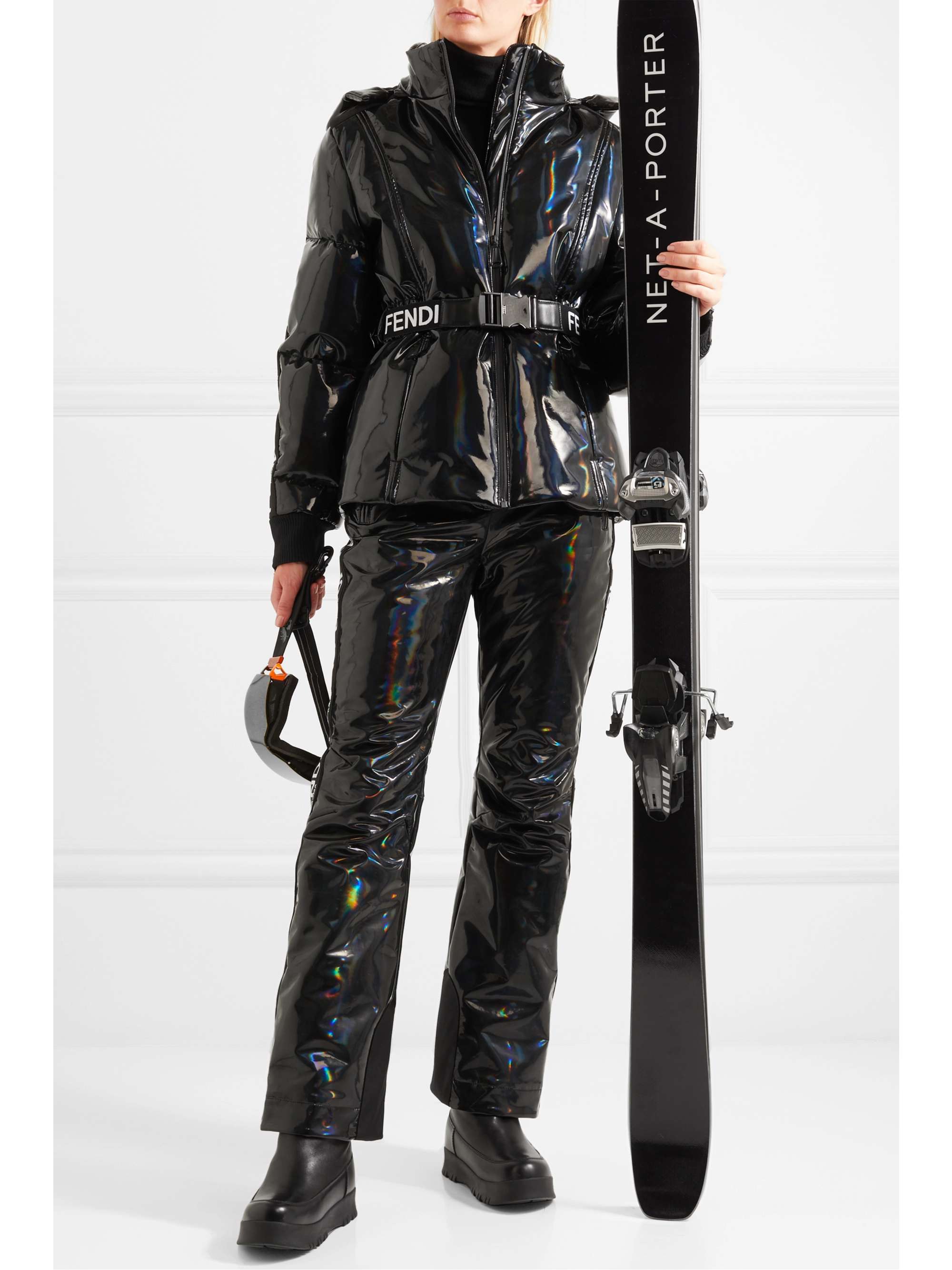 FENDI Appliquéd holographic padded ski pants