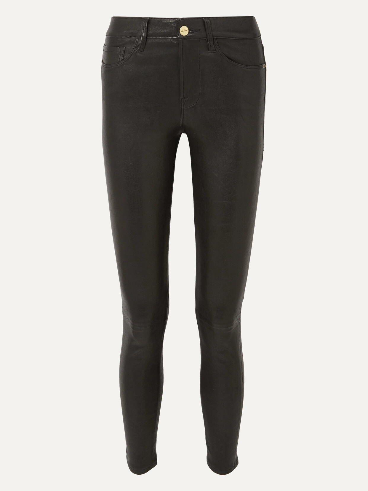 FRAME Le High Skinny Leather Pants - Black