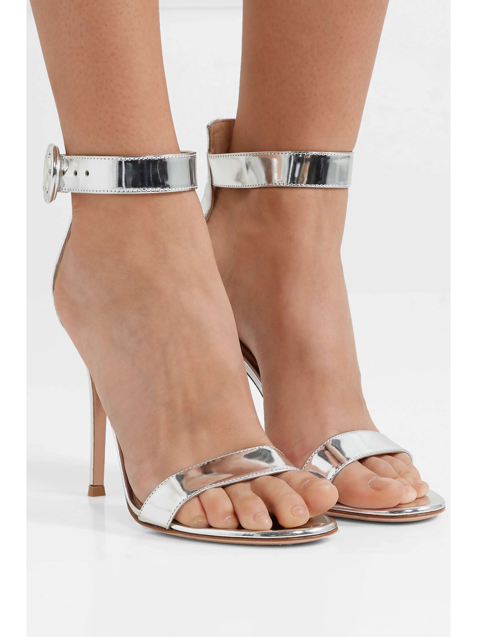 Silver Portofino 105 metallic leather 