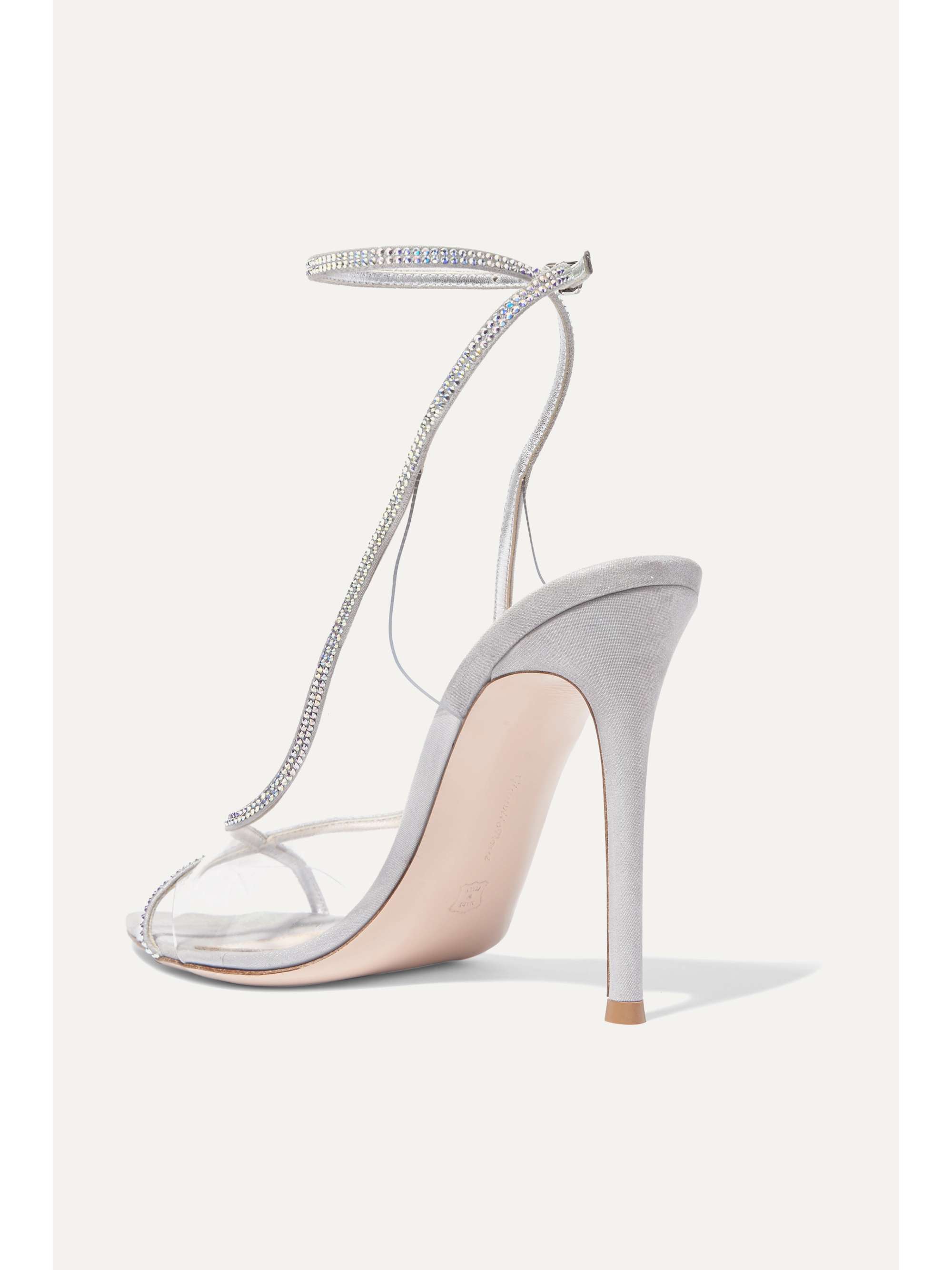 GIANVITO ROSSI Plexi 105 crystal-embellished lamé and PVC sandals