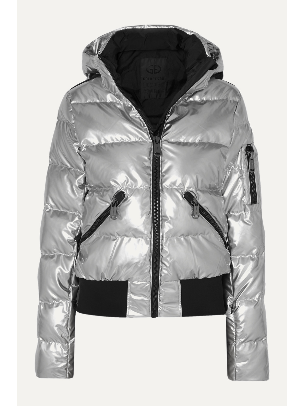 silver metallic ski jacket
