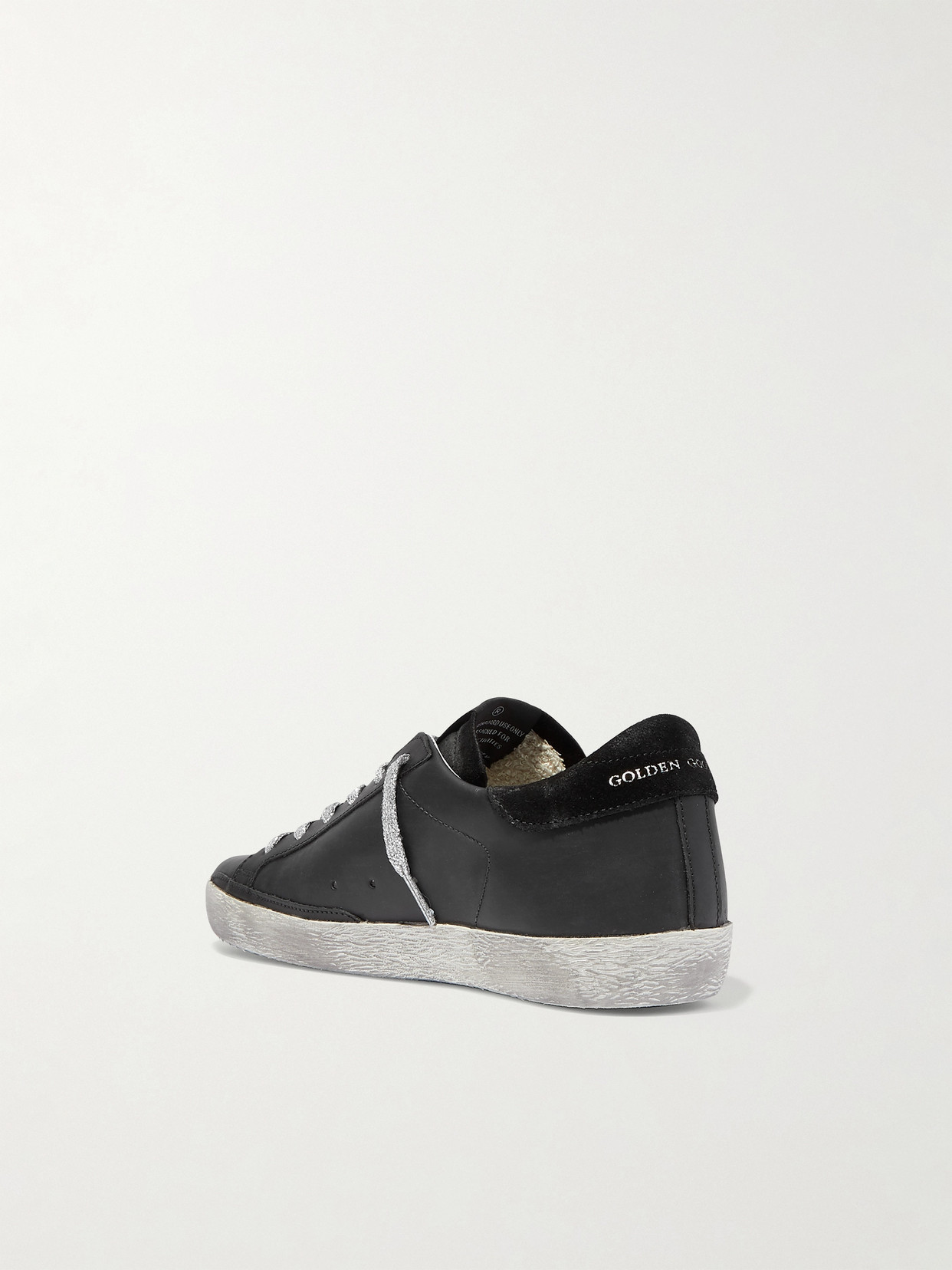 Golden Goose Superstar Metallic Distressed Leather And Suede Sneakers In Black