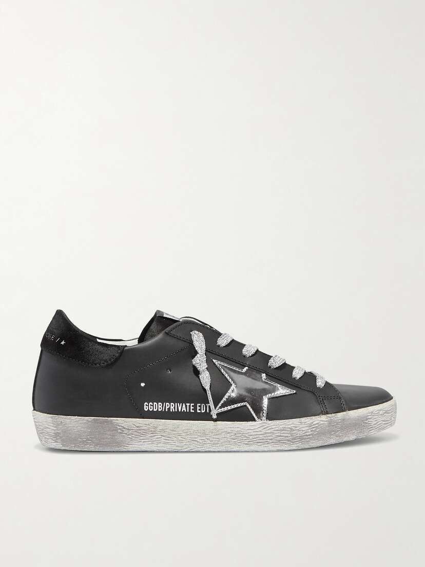 Golden Goose Superstar Metallic Distressed Leather And Suede Sneakers
