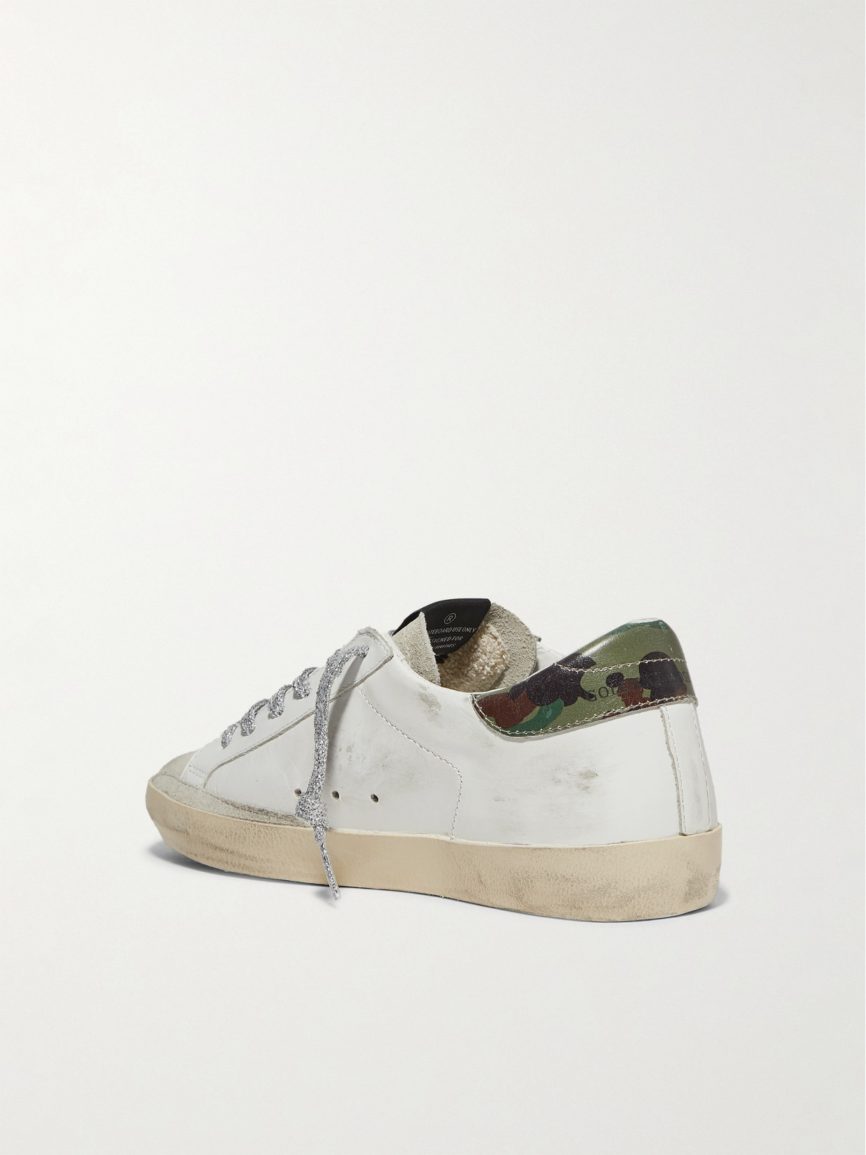 Shop Golden Goose Superstar Distressed Printed Leather And Suede Sneakers In White