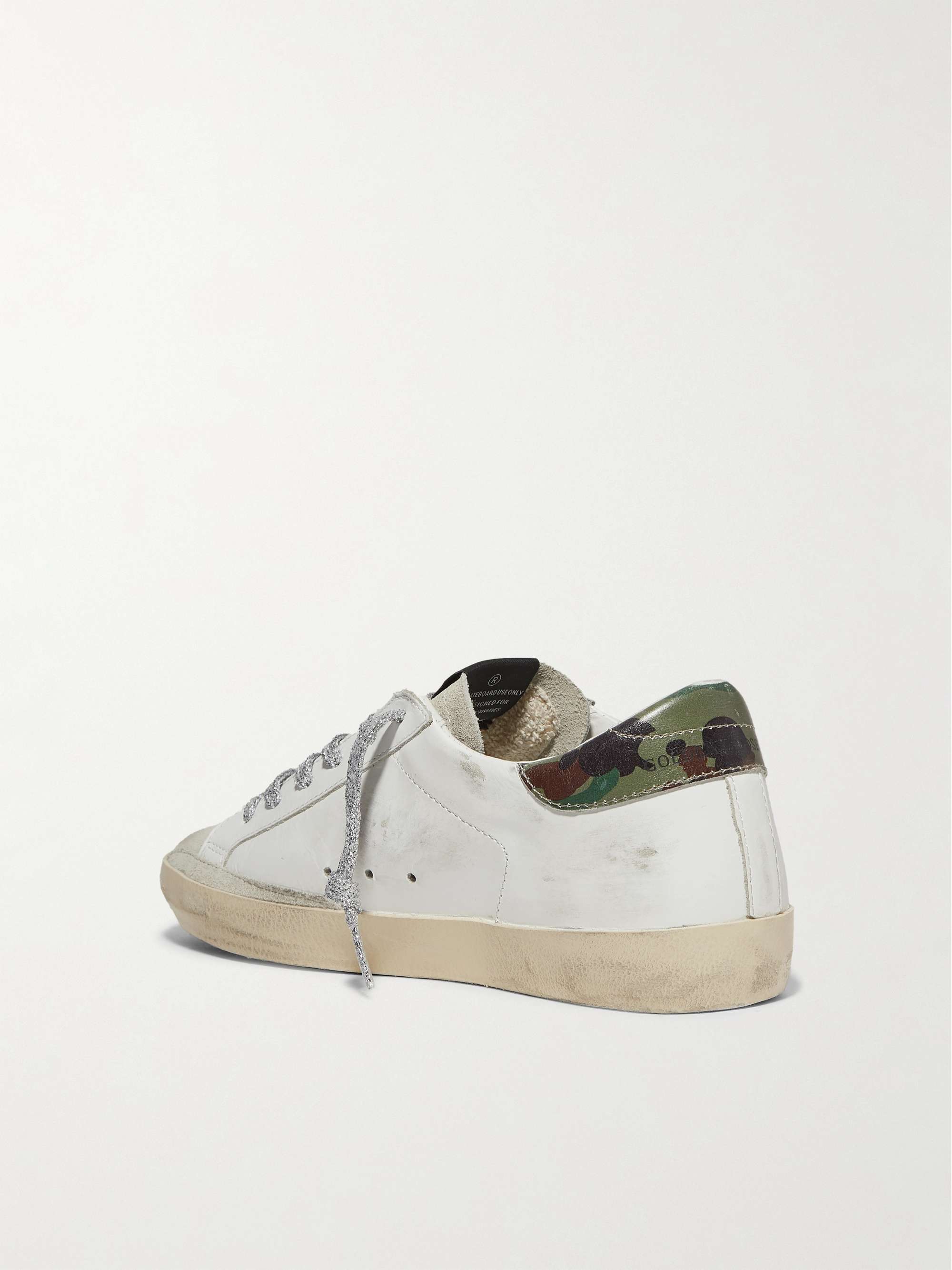 GOLDEN GOOSE Superstar distressed printed leather and suede sneakers