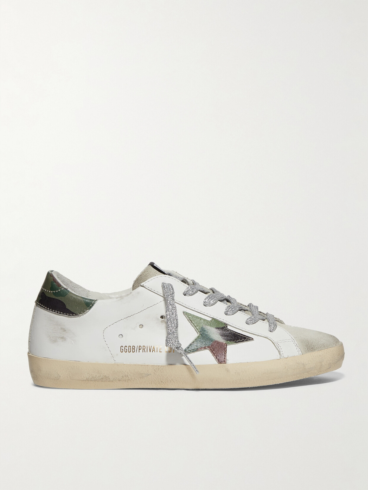 Shop Golden Goose Superstar Distressed Printed Leather And Suede Sneakers In White