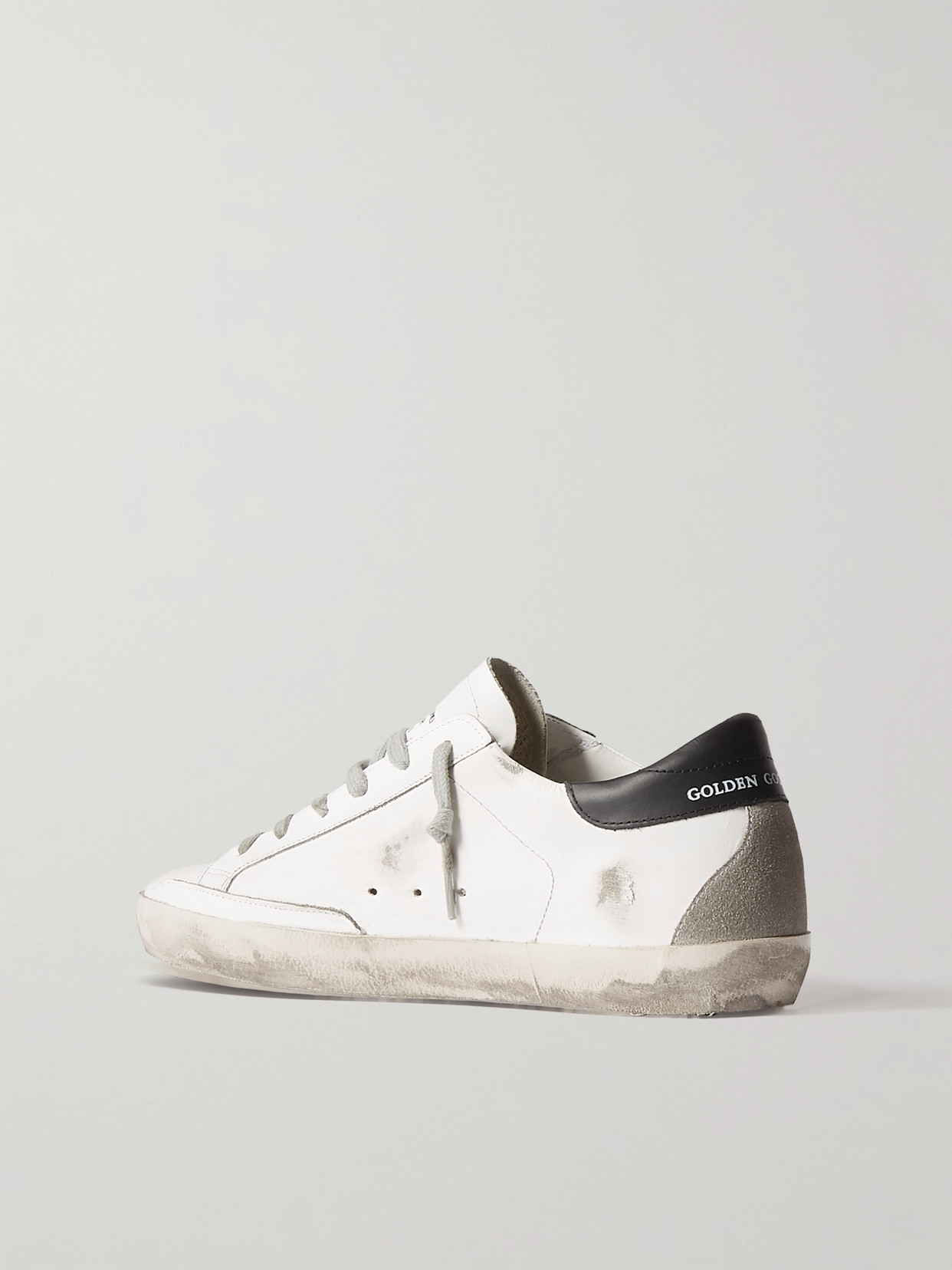 Shop Golden Goose Superstar Distressed Leather Sneakers In White