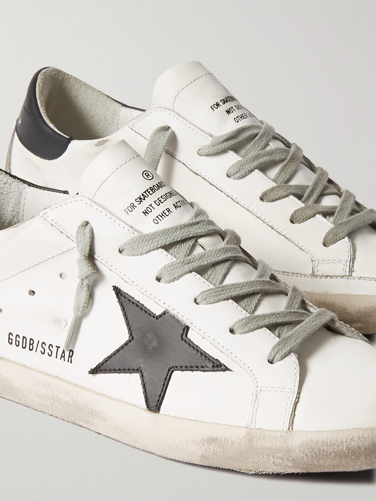 Shop Golden Goose Superstar Distressed Leather Sneakers In White