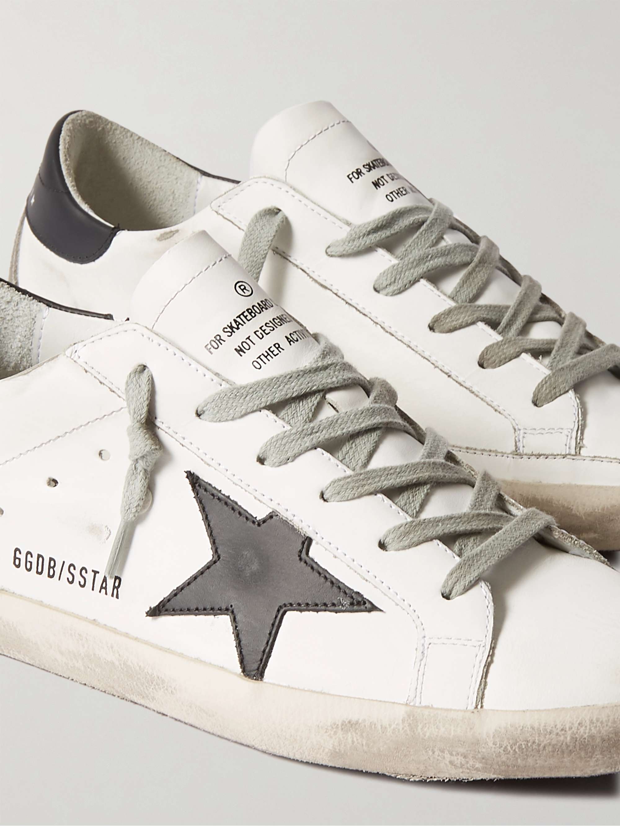 GOLDEN GOOSE Superstar faux pearl-embellished distressed leather sneakers