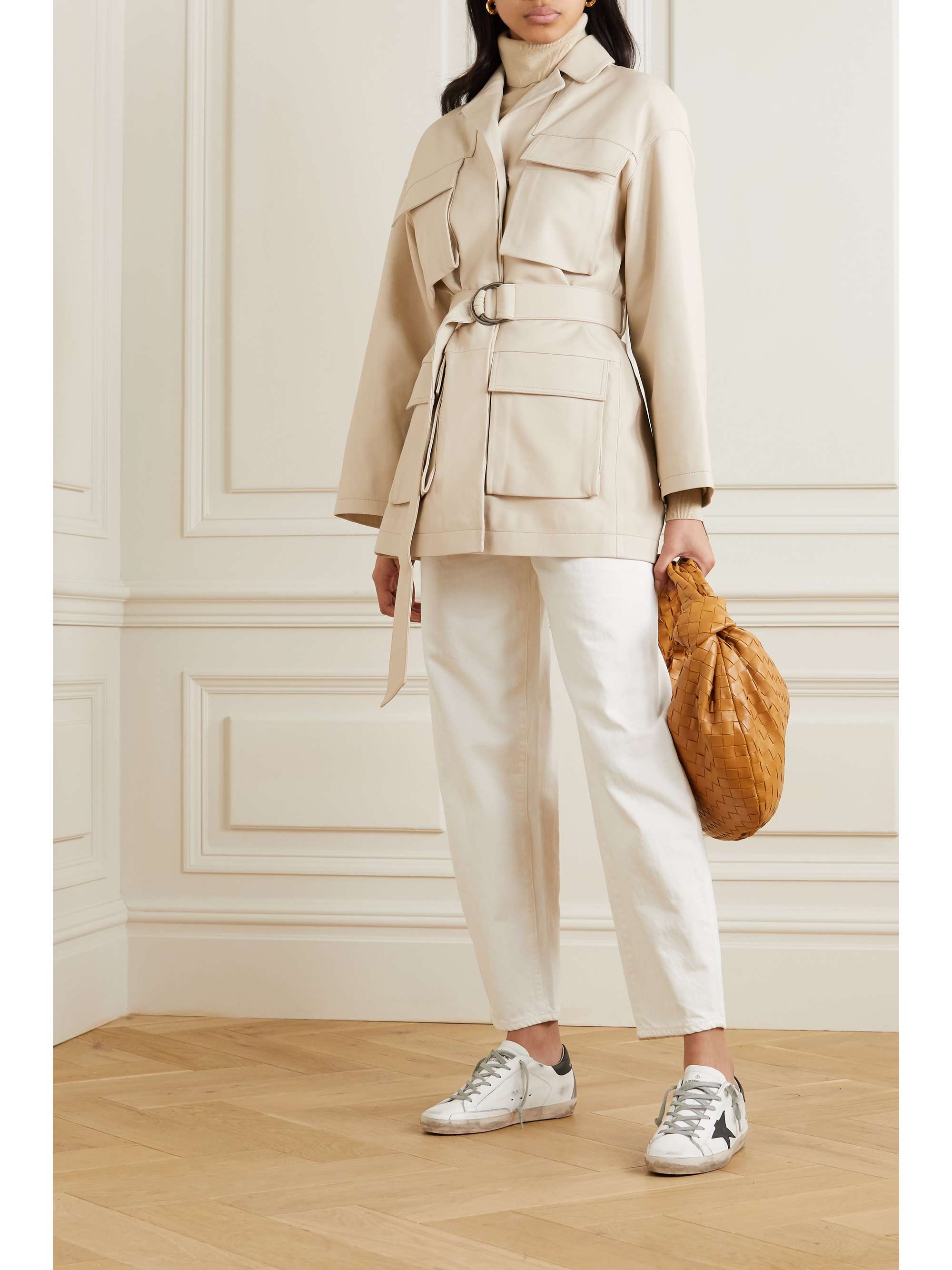 GOLDEN GOOSE Superstar faux pearl-embellished distressed leather sneakers