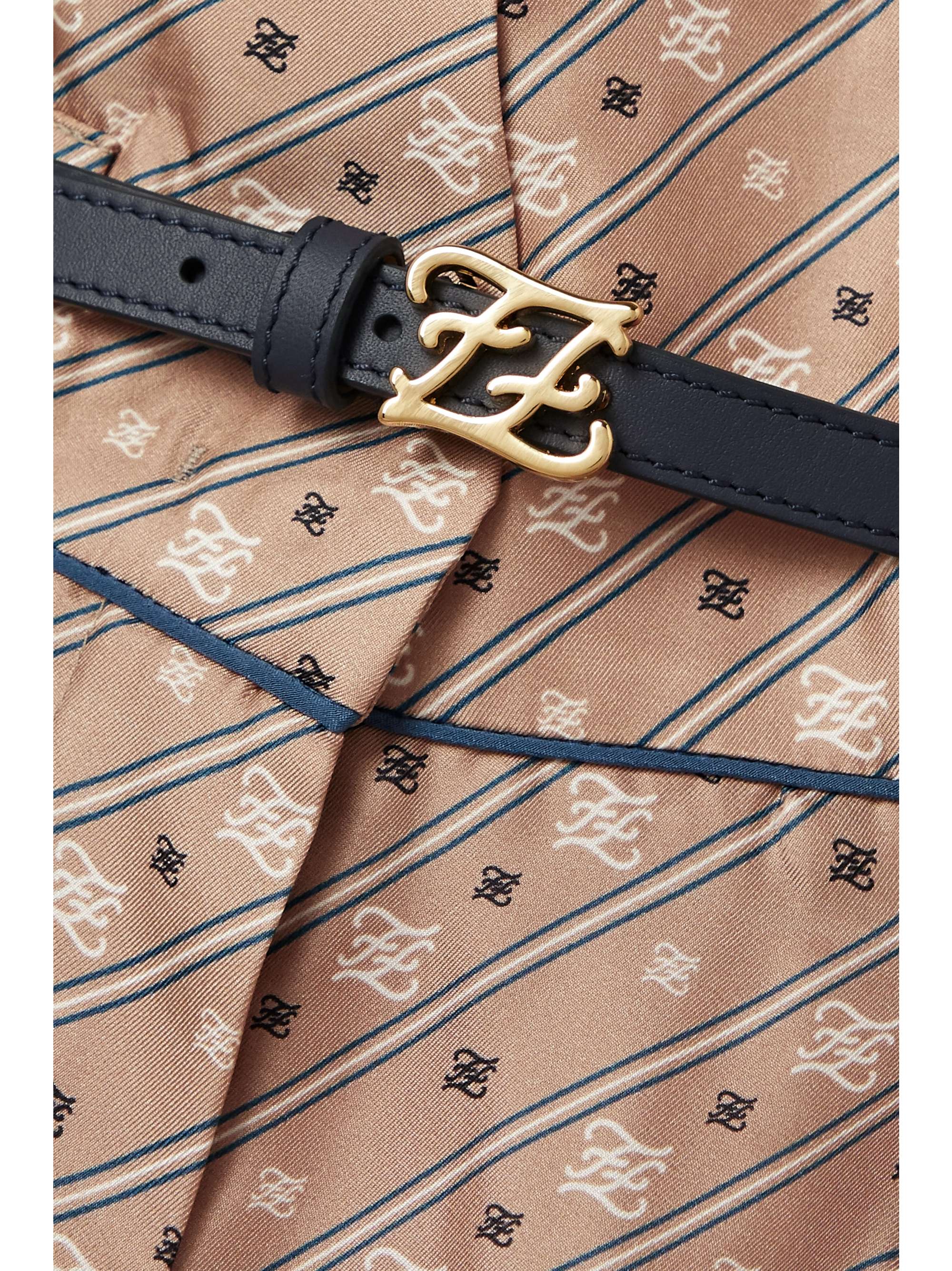 FENDI Belted printed silk-satin twill wide-leg pants