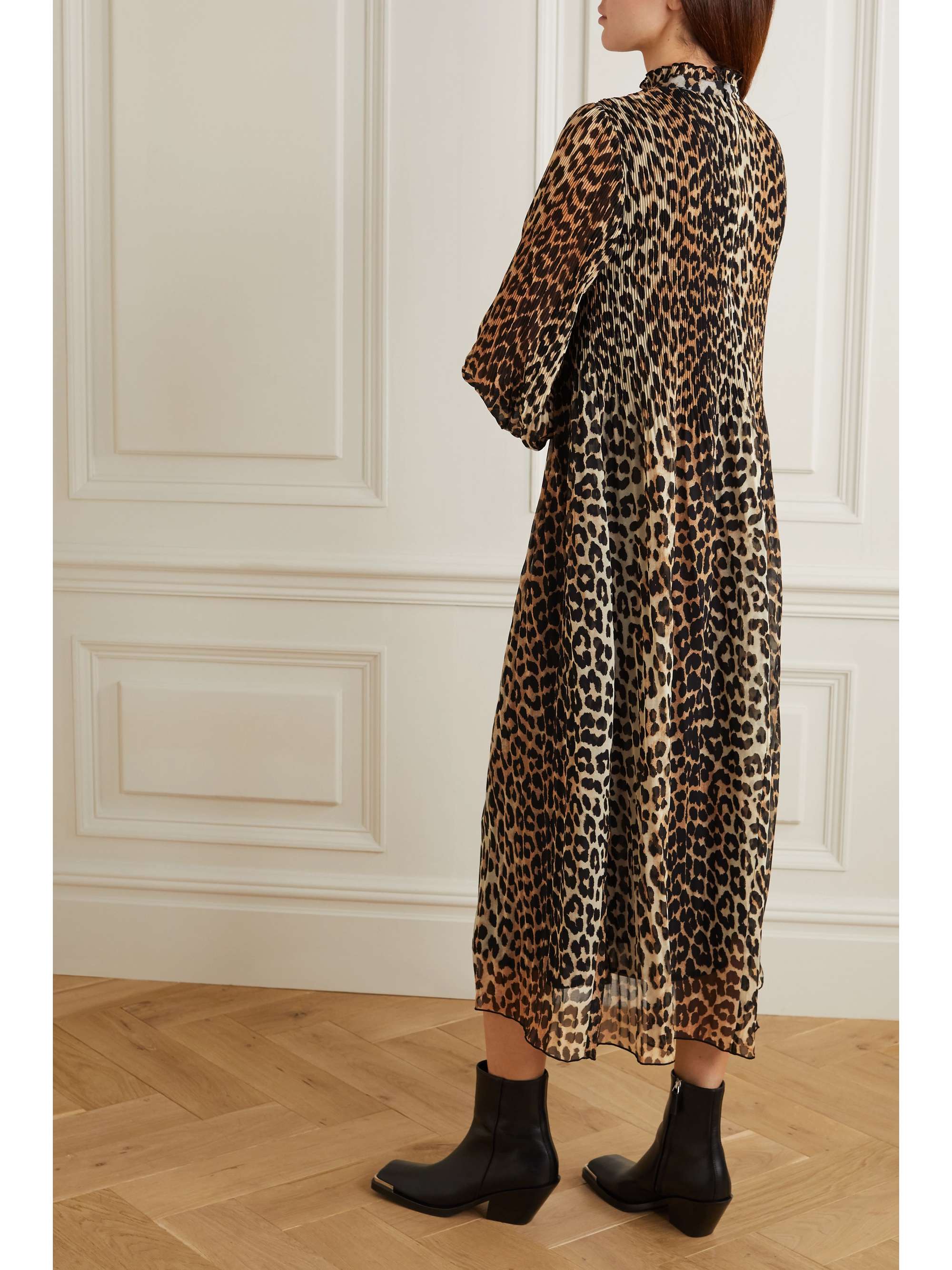 ganni georgette leopard