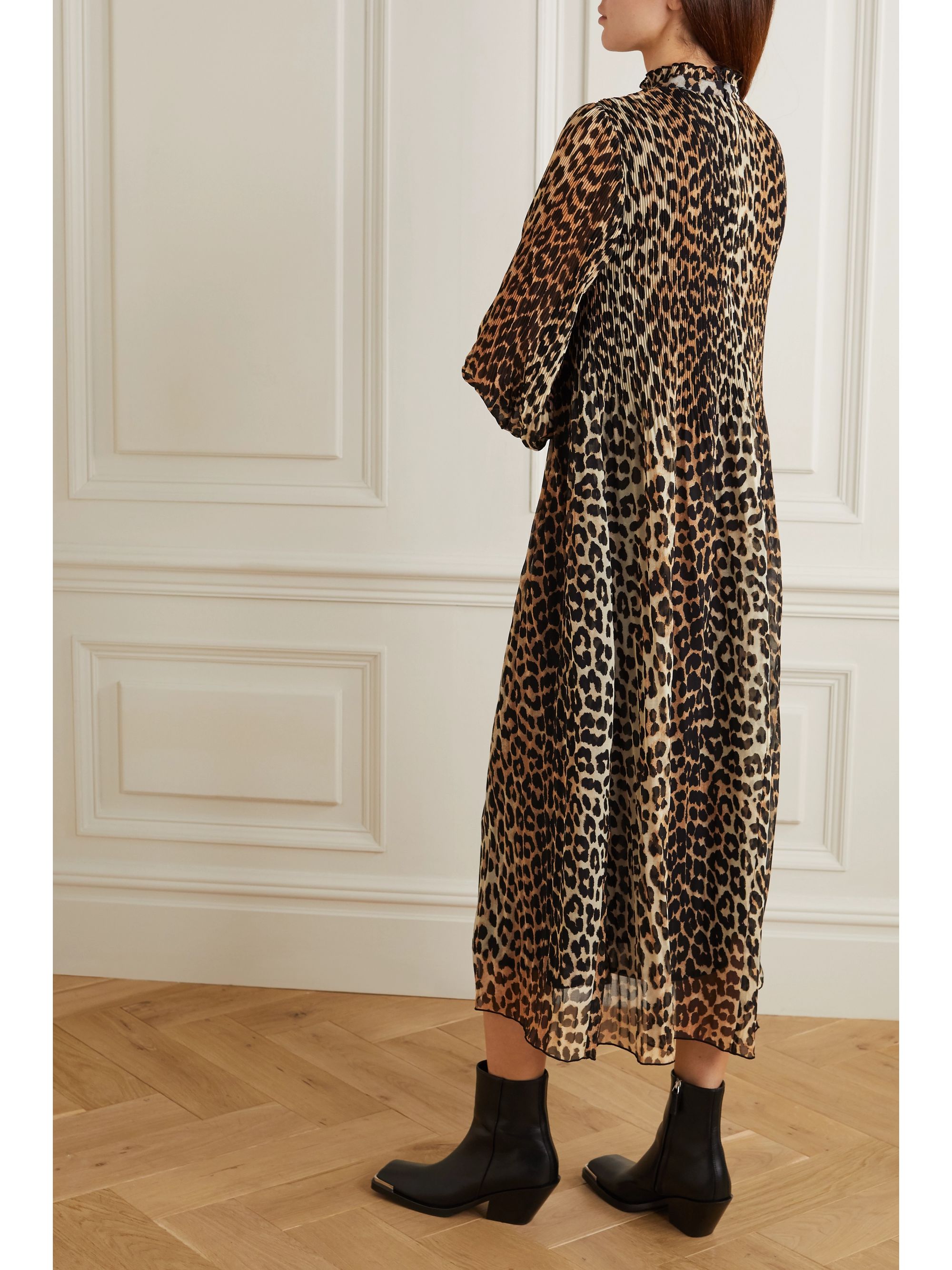 leopard print plisse dress