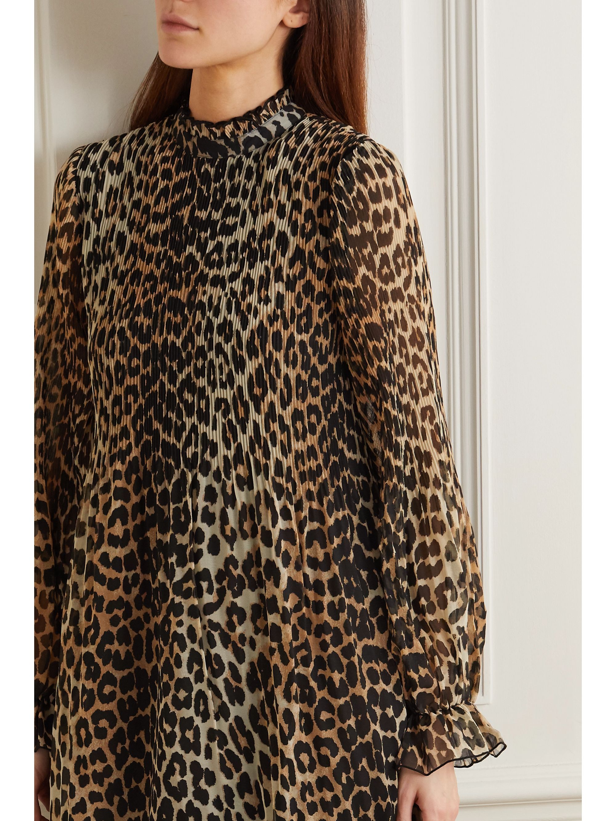 leopard print plisse dress