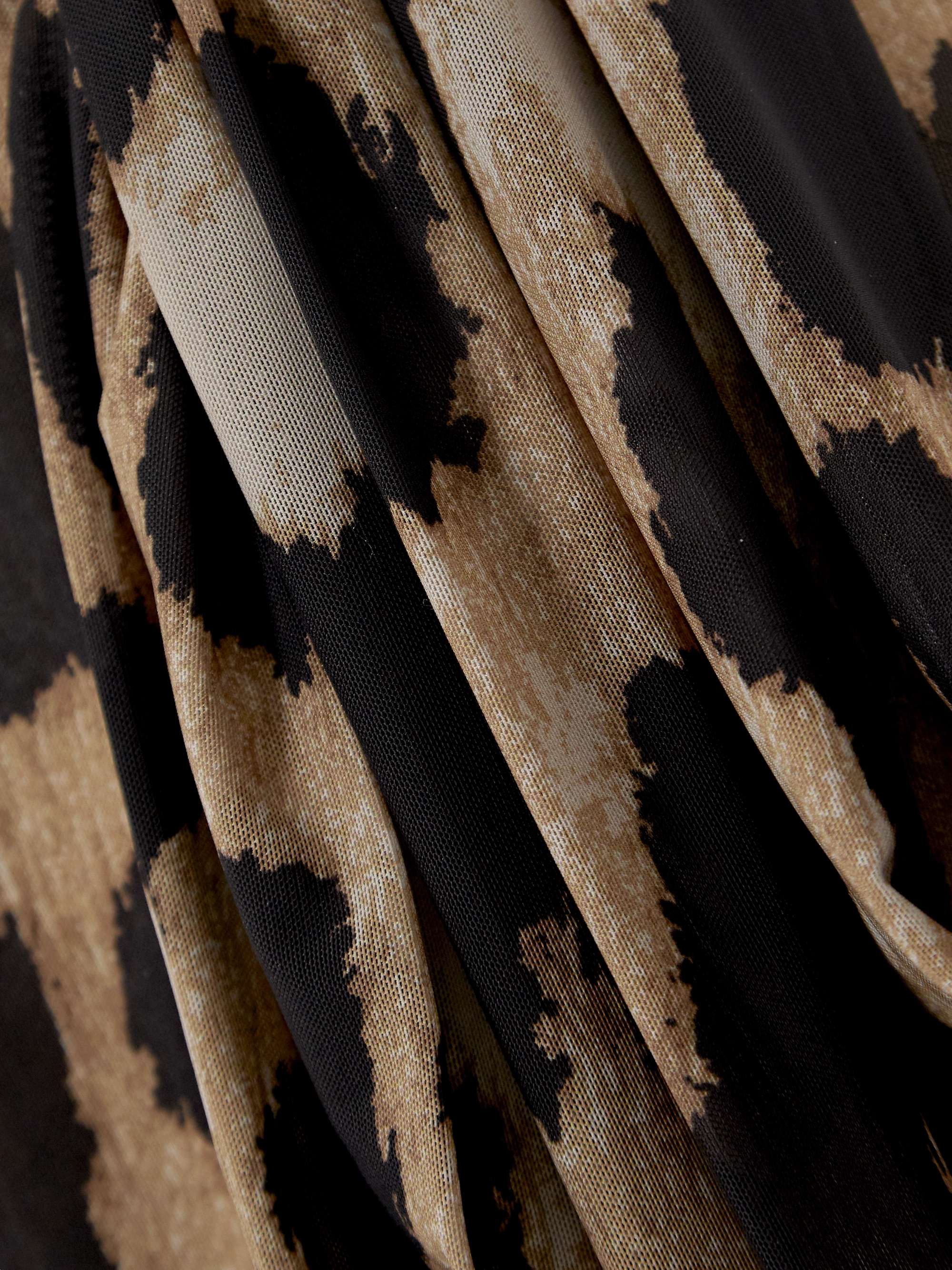 GANNI Ruffled leopard-print stretch-mesh wrap skirt