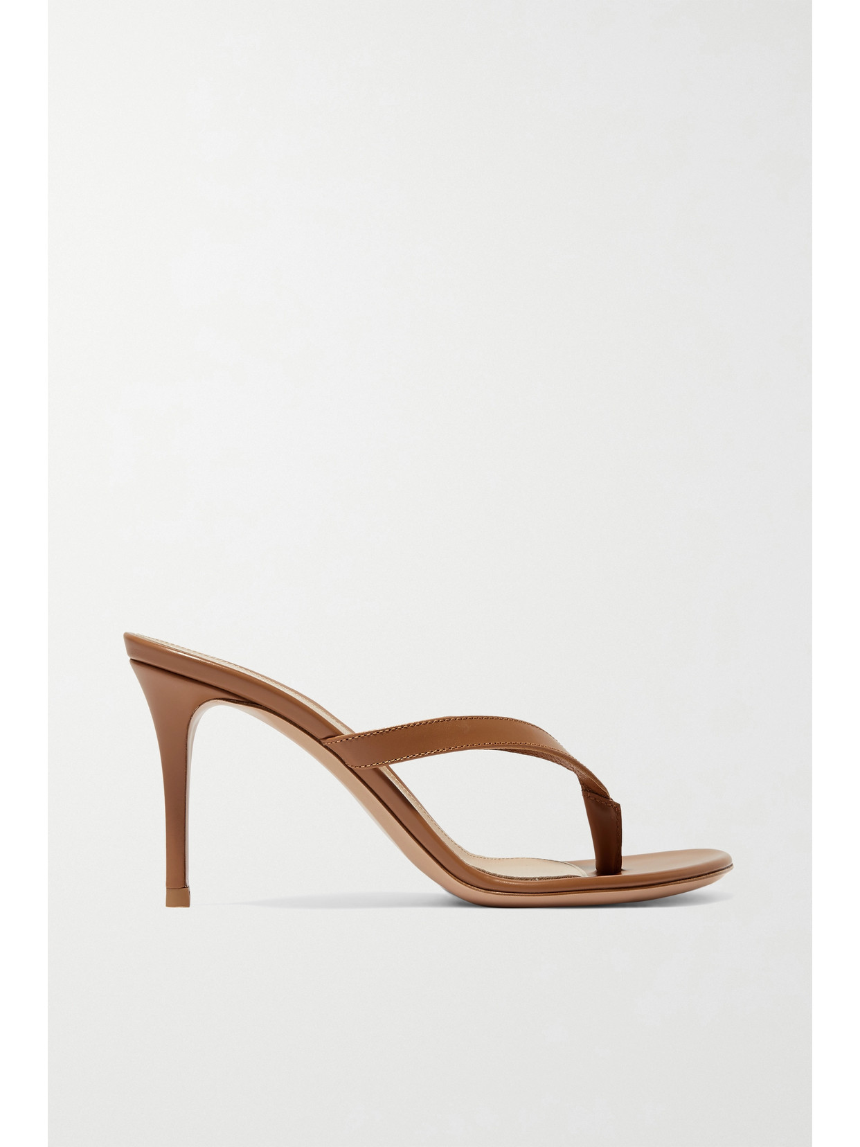 Gianvito Rossi Thong Leather Slide Sandals In Tan