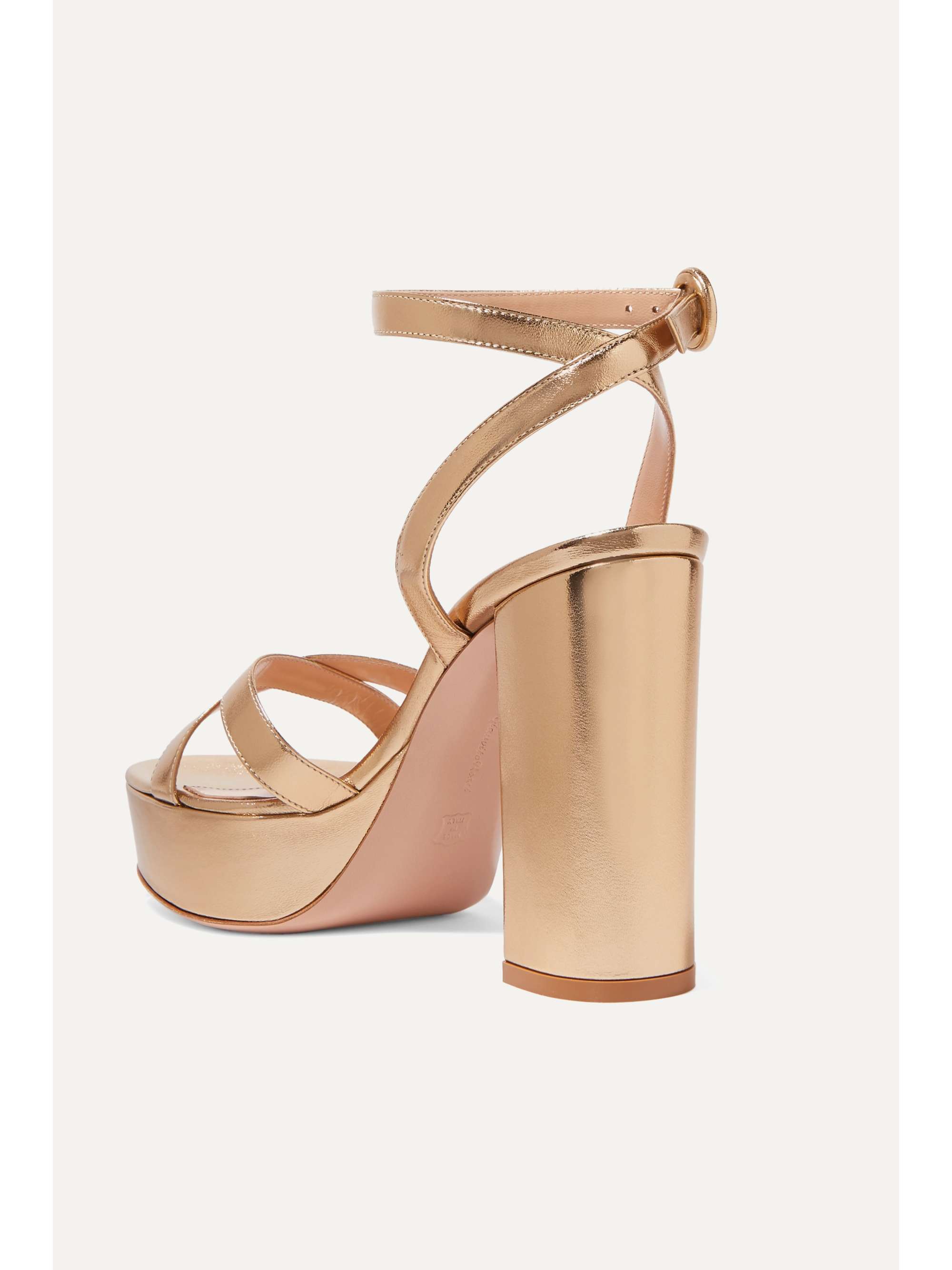 GIANVITO ROSSI Poppy 120 metallic leather platform sandals