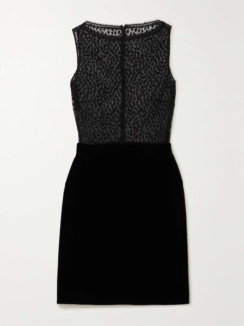 Givenchy Cotton-blend Lace And Velvet Mini Dress