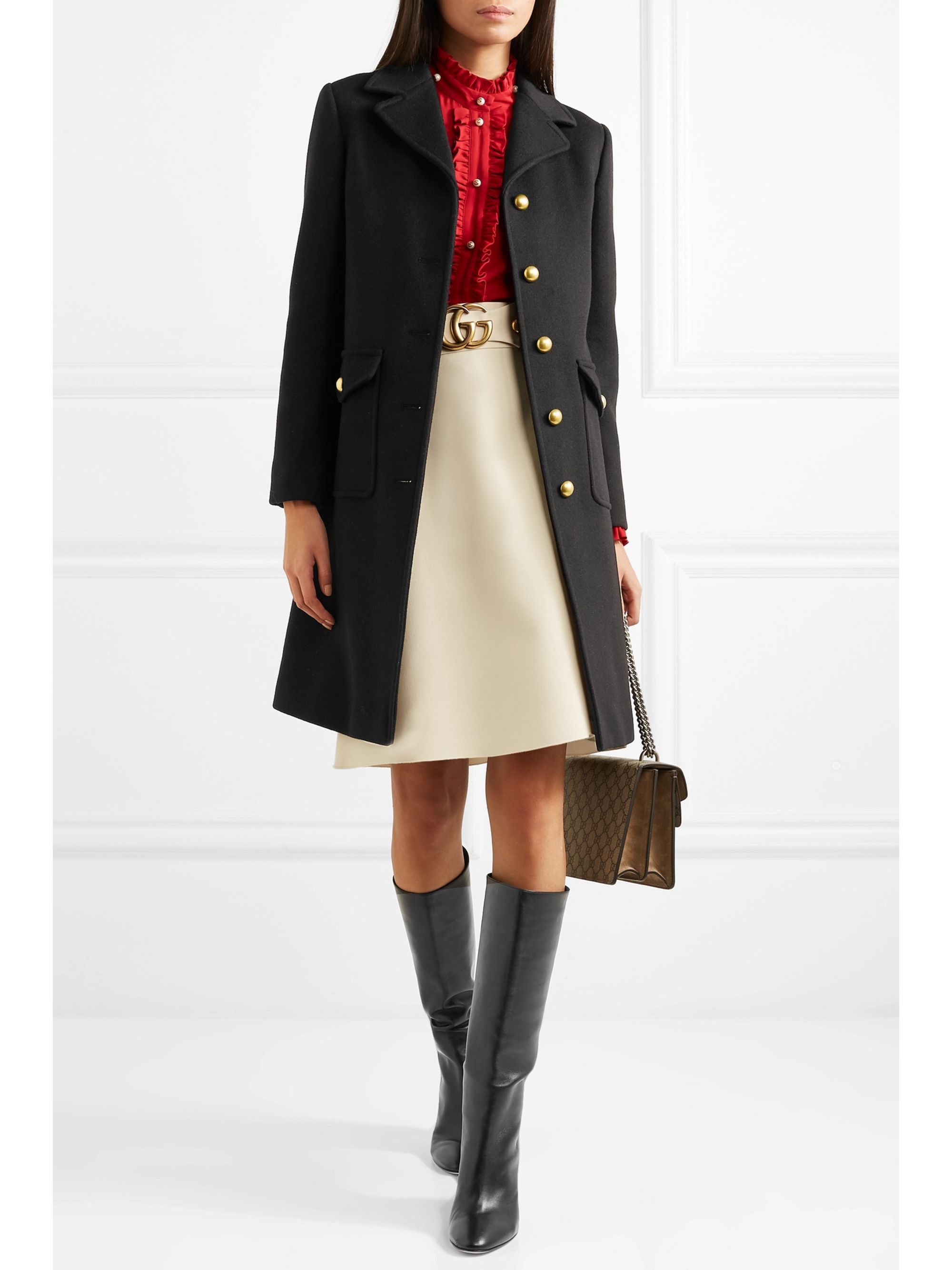 gucci embellished wool felt coat