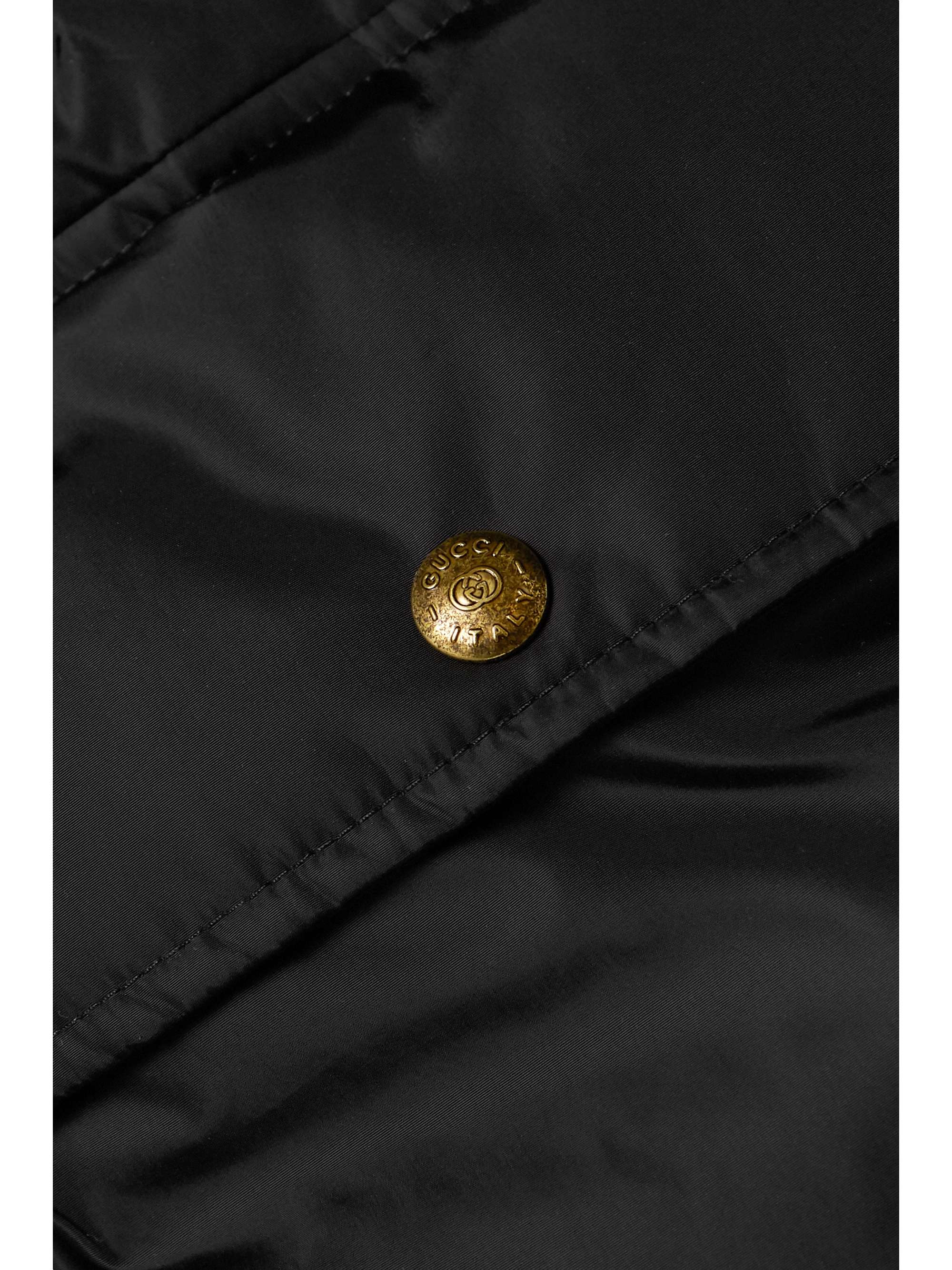 Black Hooded jacquard-trimmed quilted shell down coat  GUCCI 