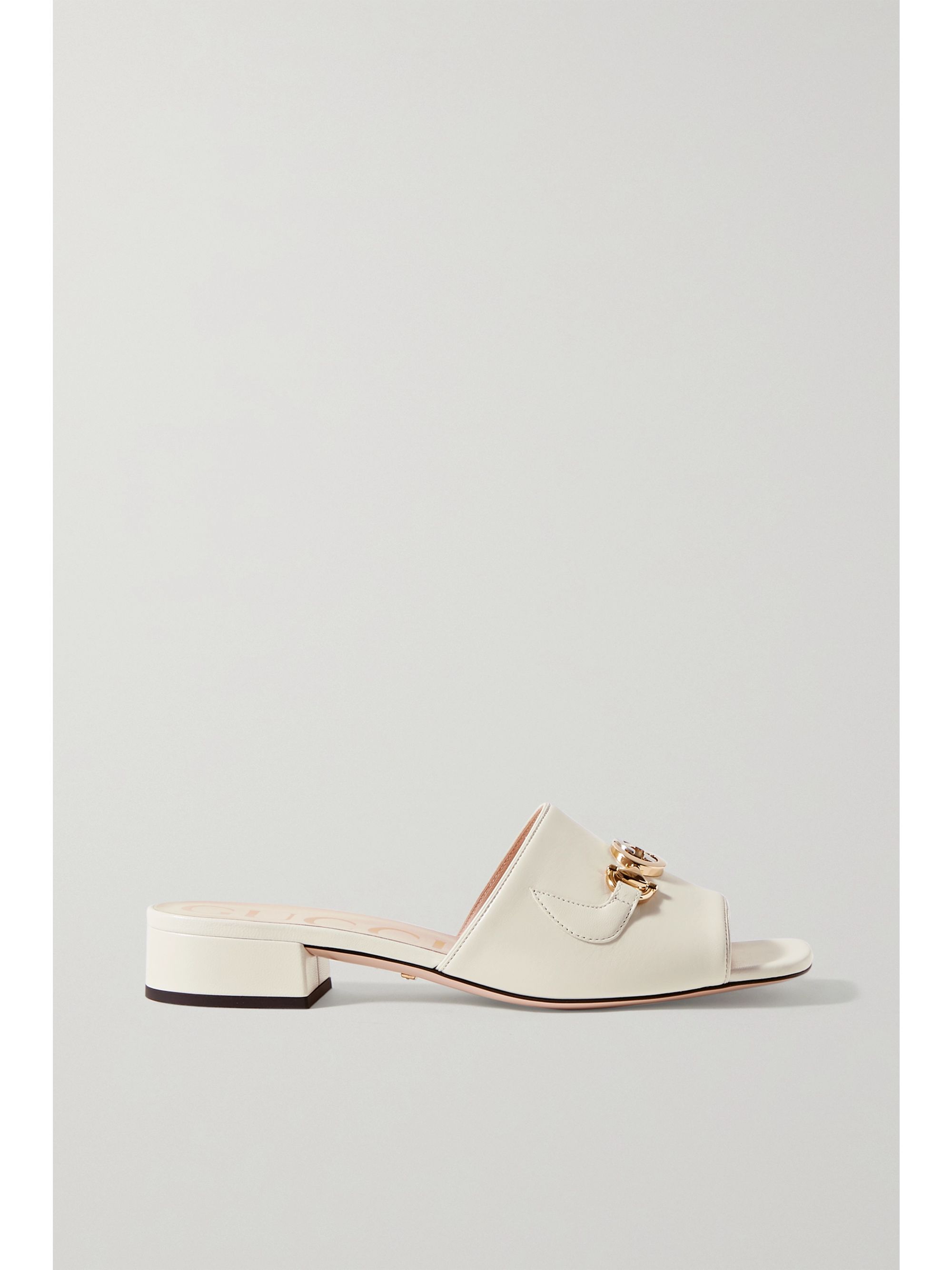 Off white leather mules Clearance