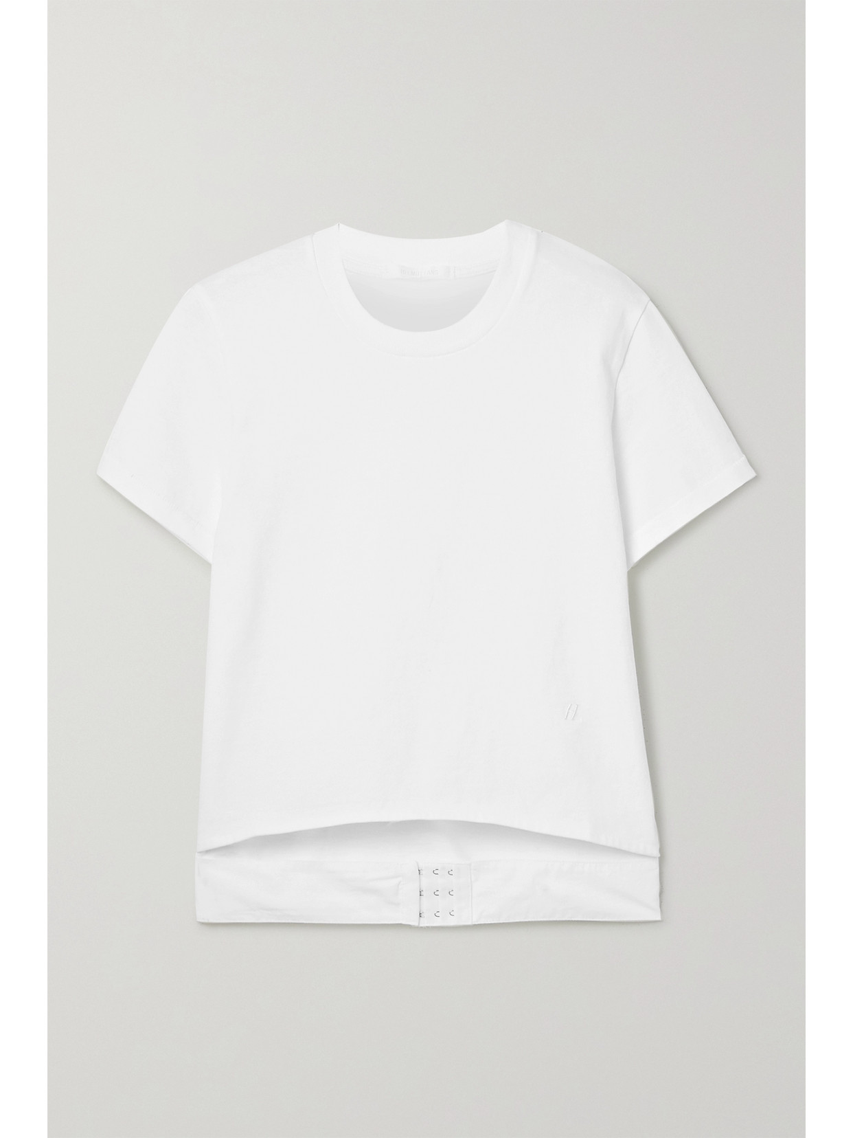 Helmut Lang Grosgrain-trimmed Cotton-jersey T-shirt In White