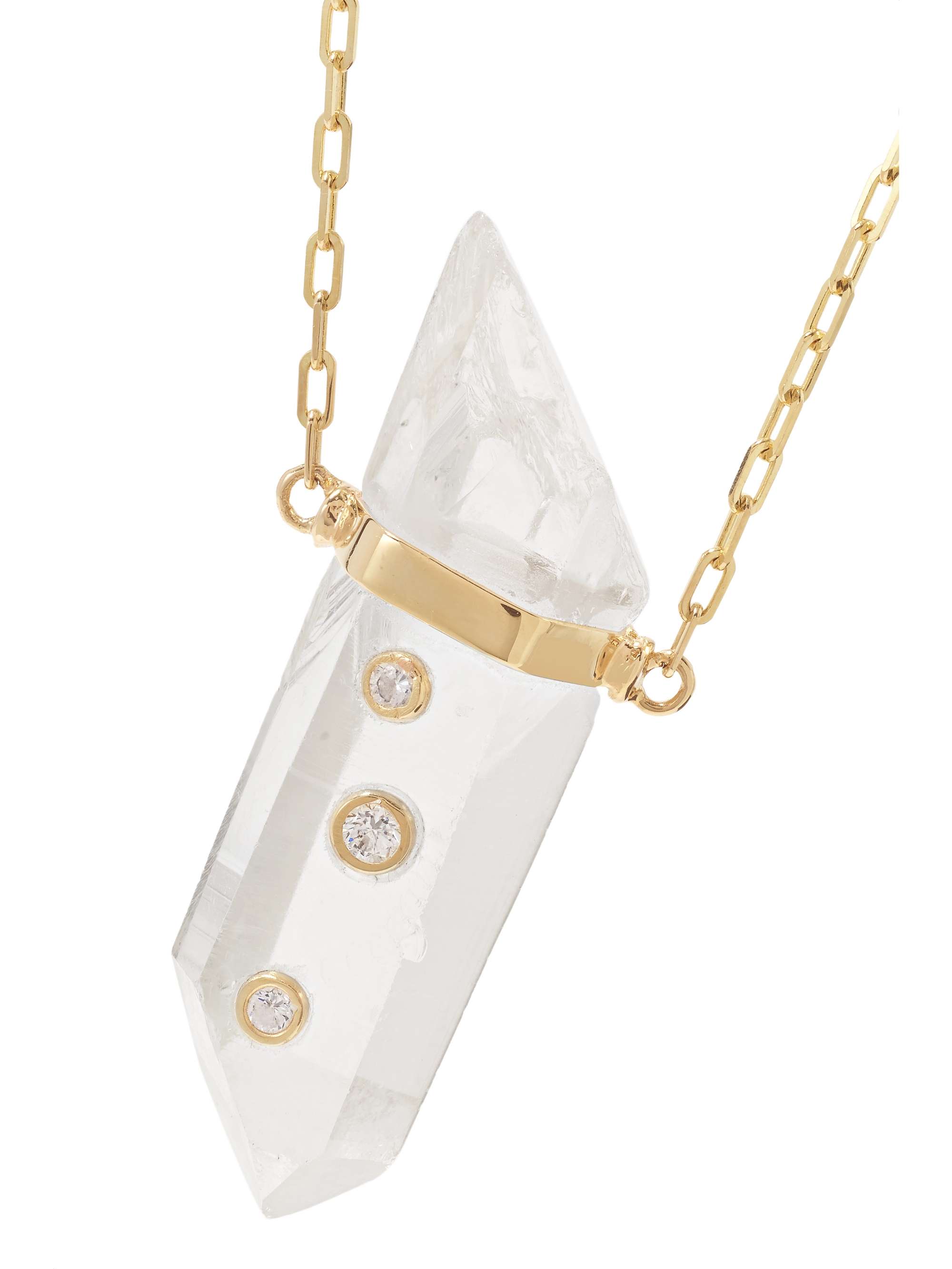 HARRIS ZHU 14-karat gold, crystal quartz and diamond necklace