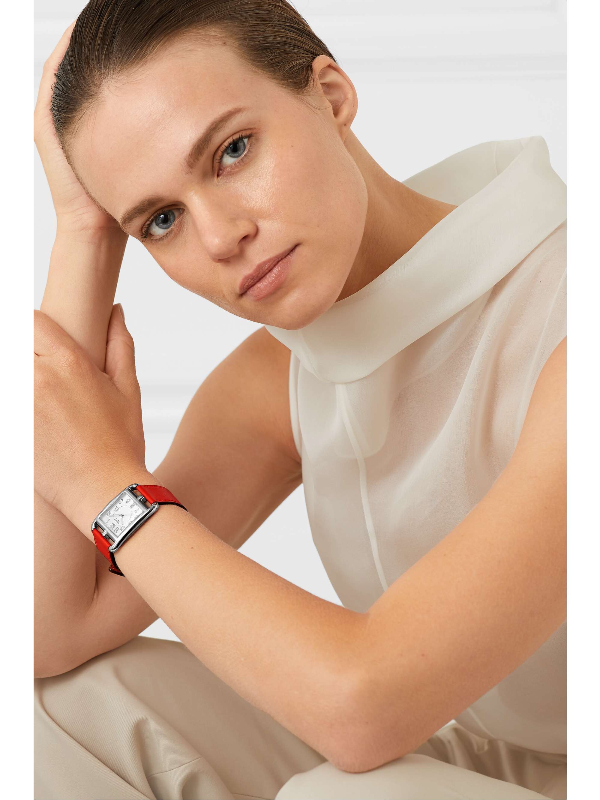 HERMÈS TIMEPIECES Cape Cod 29mm large stainless steel and leather watch